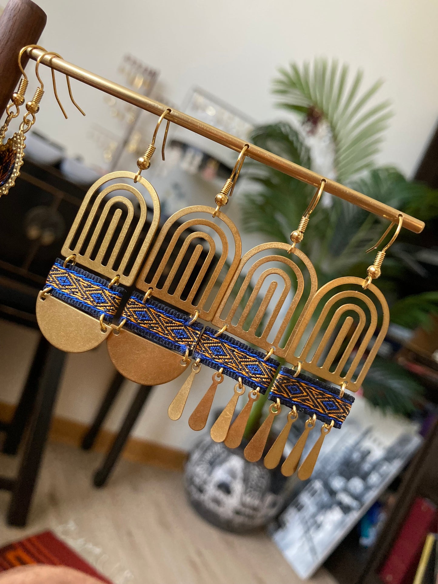 Aztec-Contemporary Design Golden Earrings