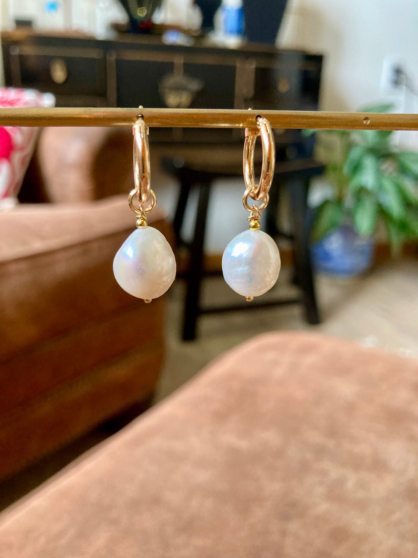 Interchangeable Baroque Freshwater Pearl Huggies Earrings