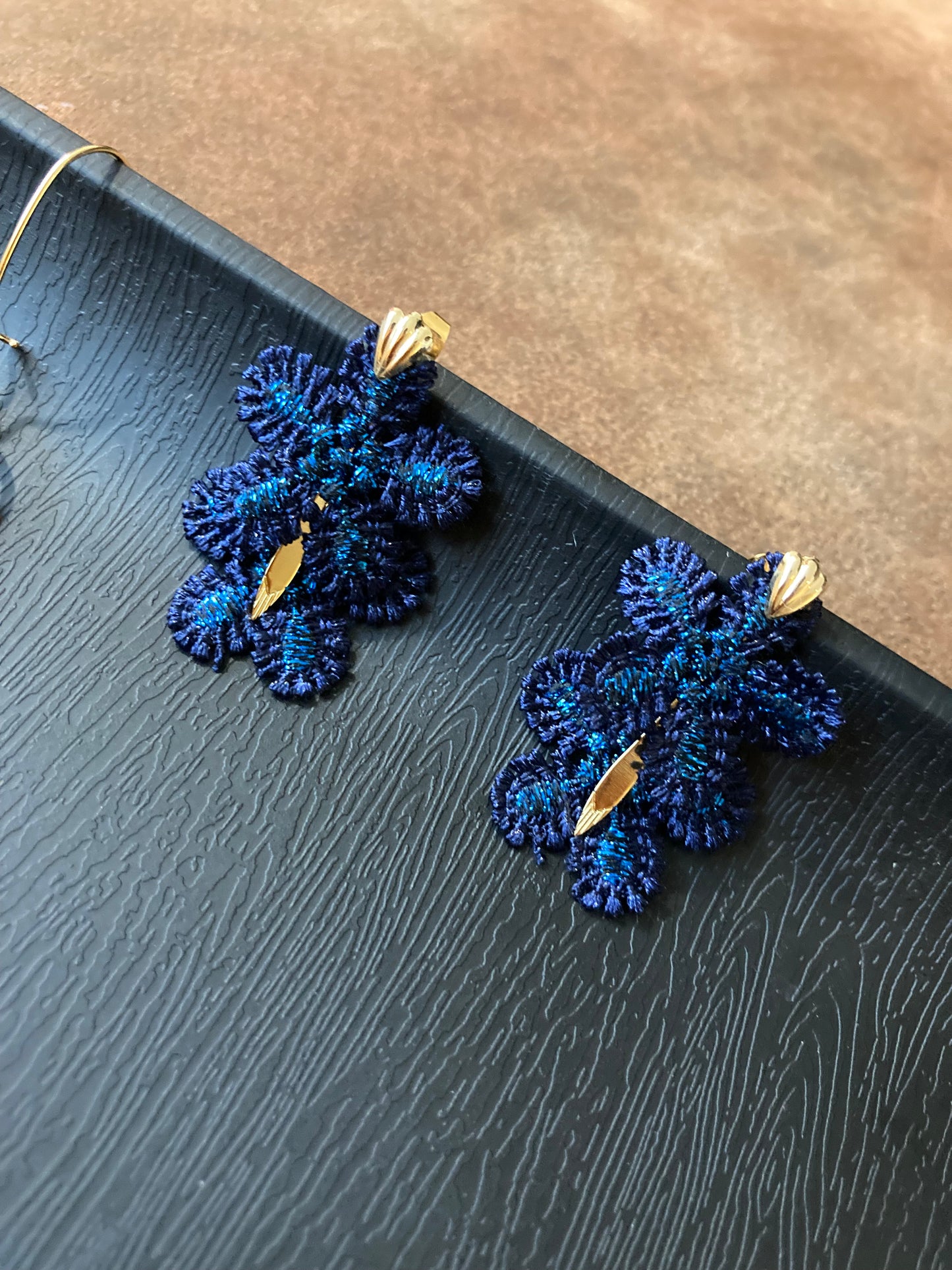 Unique Diamond Blue Snowflake Stud Earrings