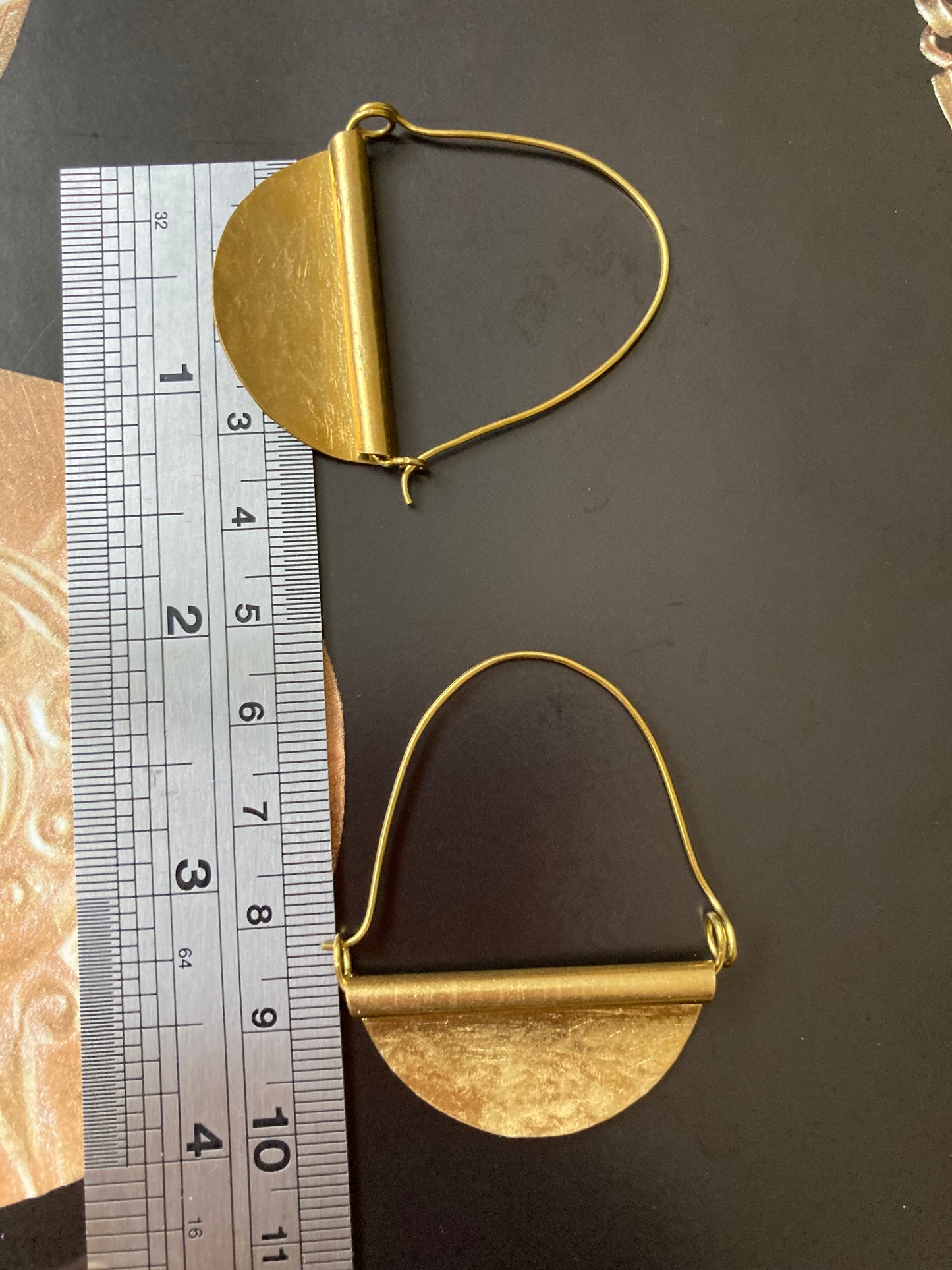 Hand Hammered Golden Geometric Earrings