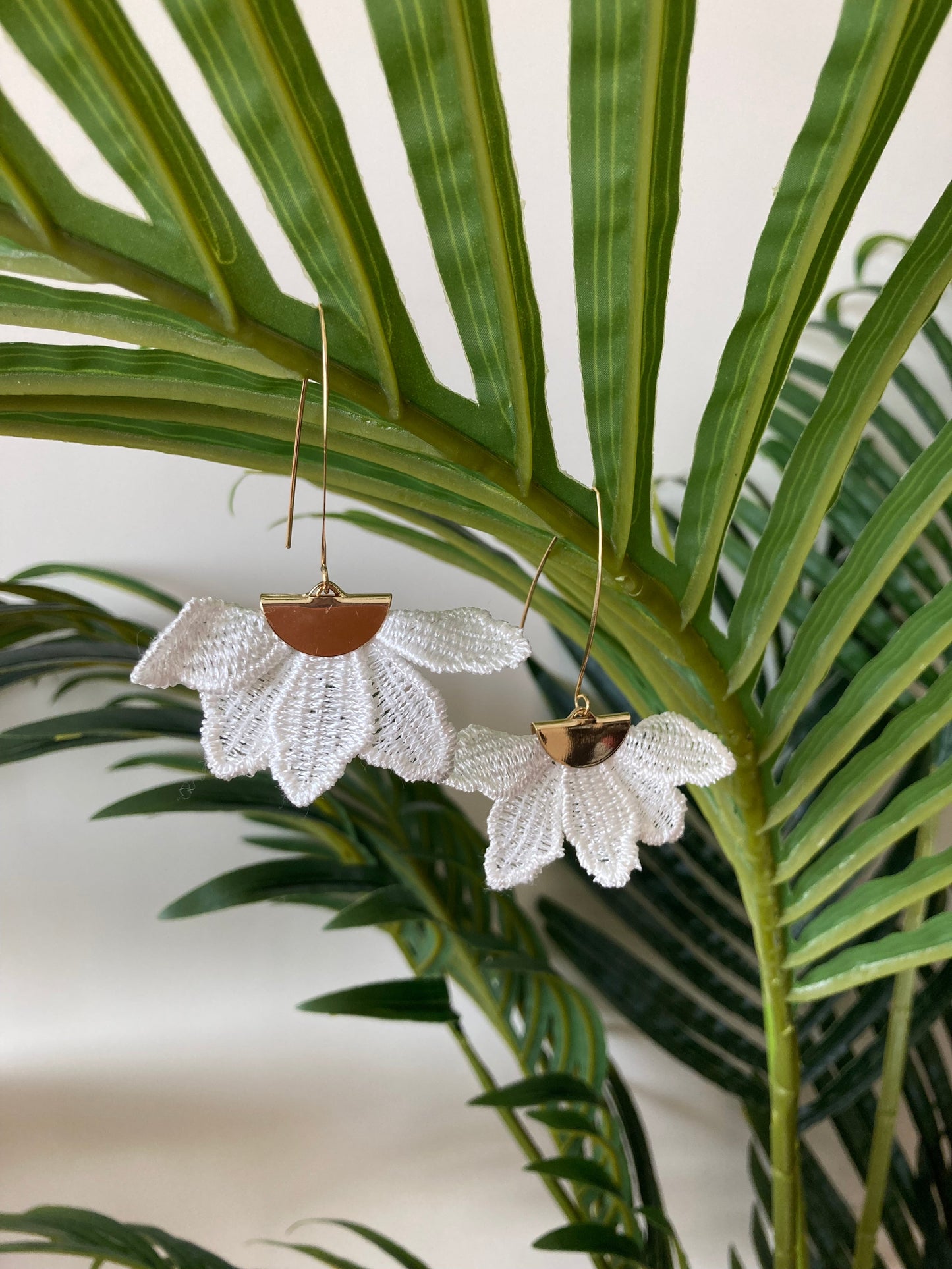 Bridal White Flower Earrings-Mother & Daughter Earrings