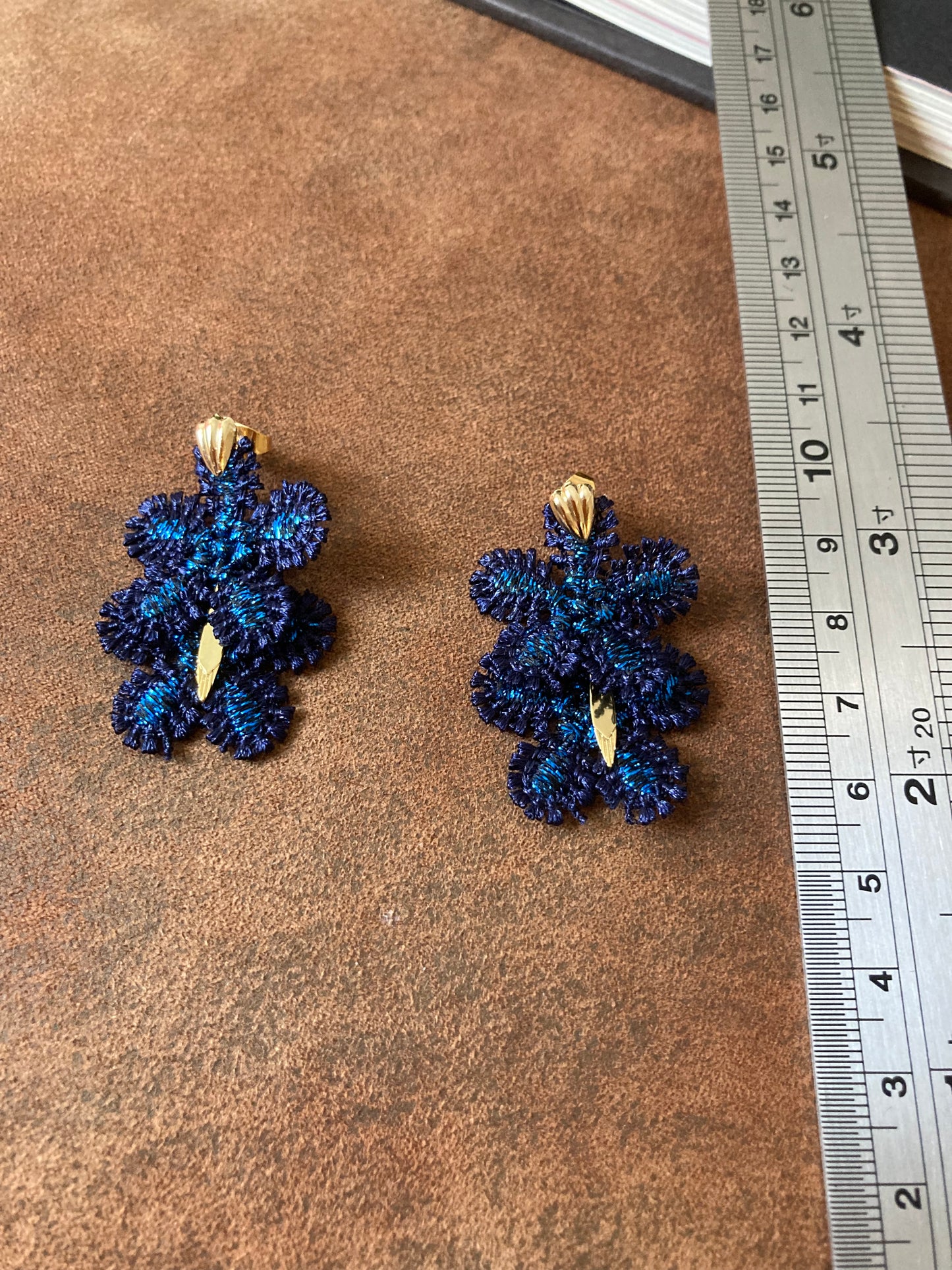 Unique Diamond Blue Snowflake Stud Earrings