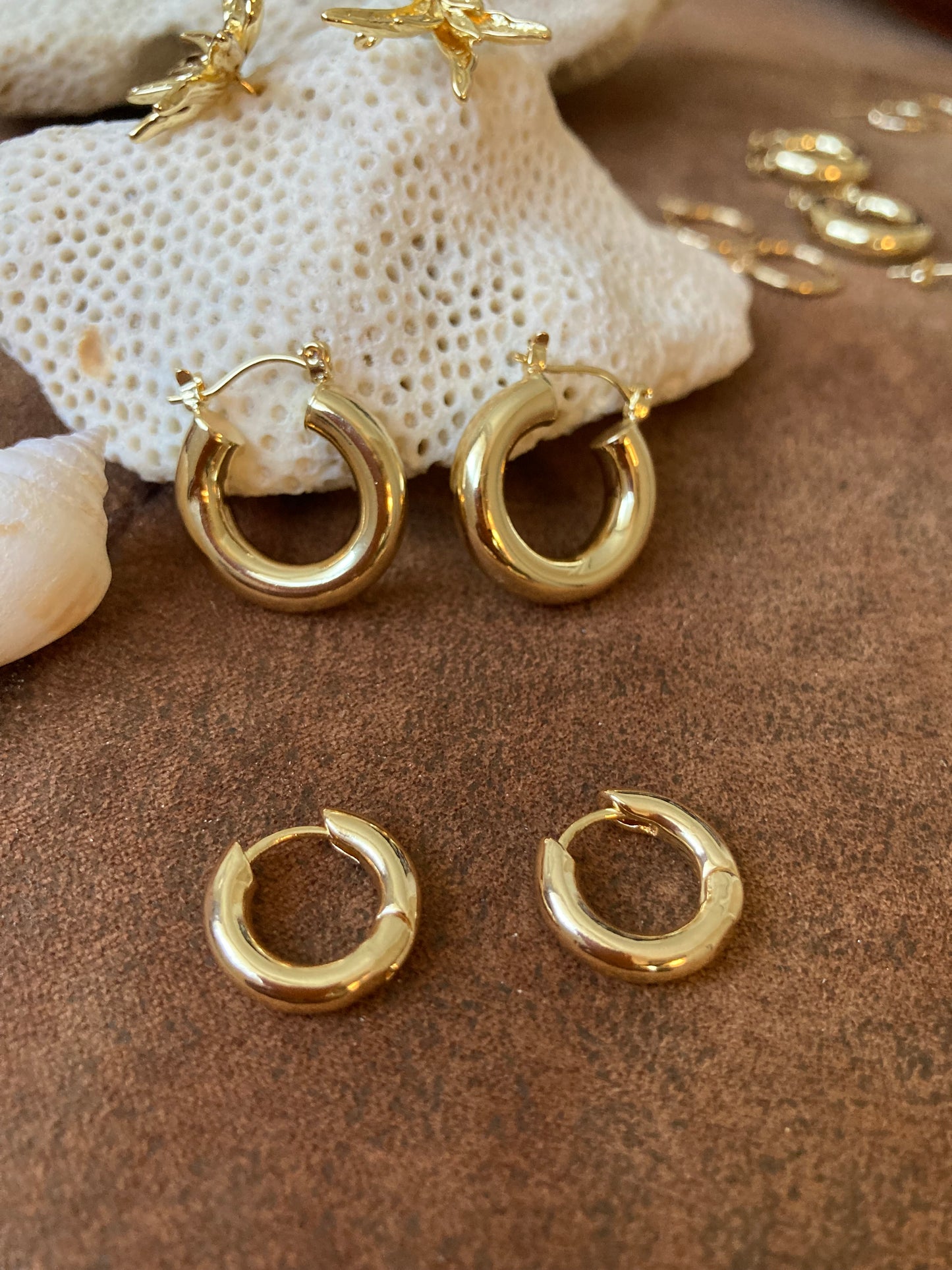 Golden Everyday Hoop Earrings Set Mother & Daughter Set Besties Earrings