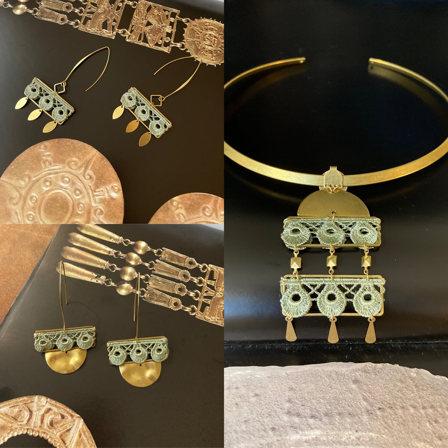 Aztec-Earrings & Necklace|Choker Set | Unique Contemporary Design