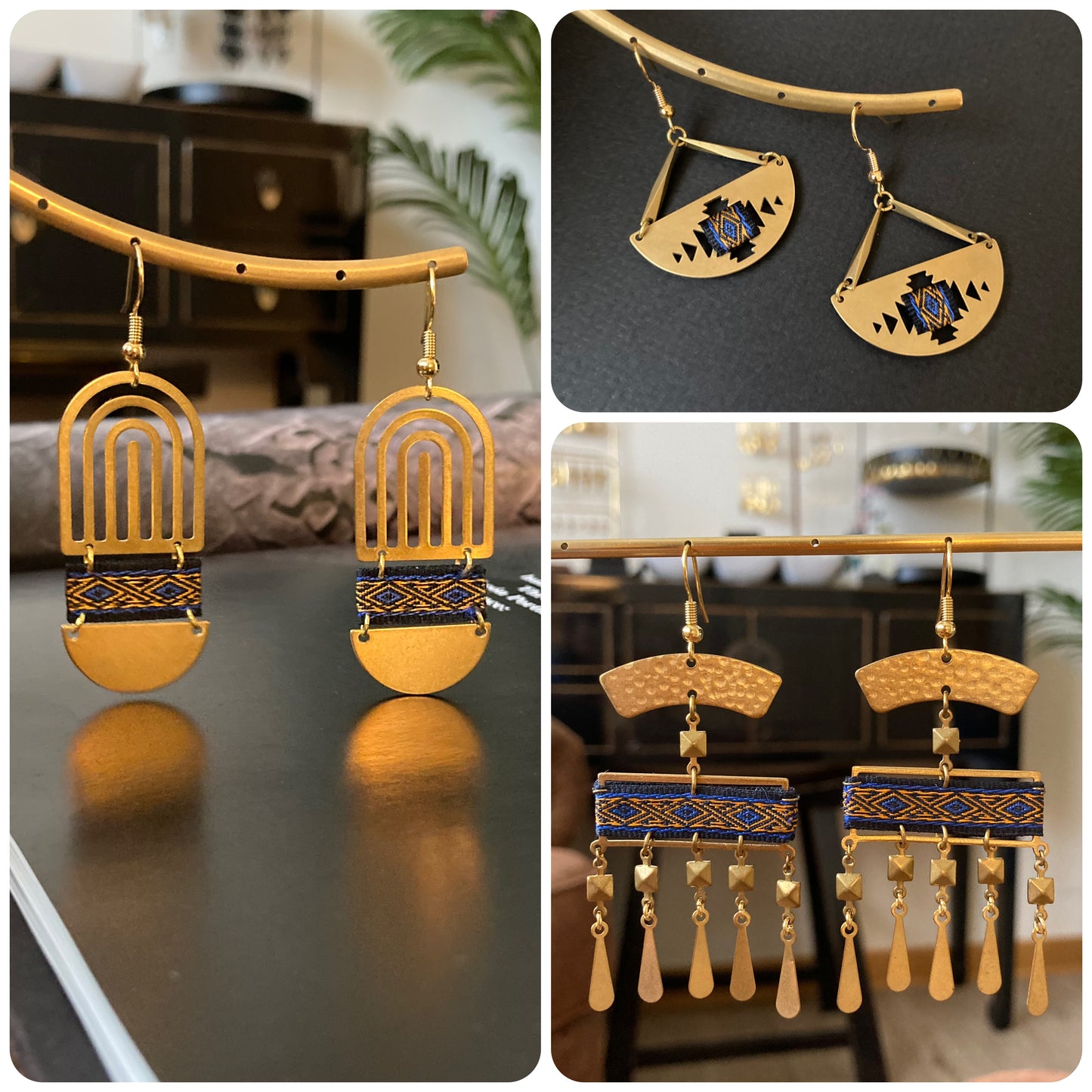 Aztec-Contemporary Design Golden Earrings