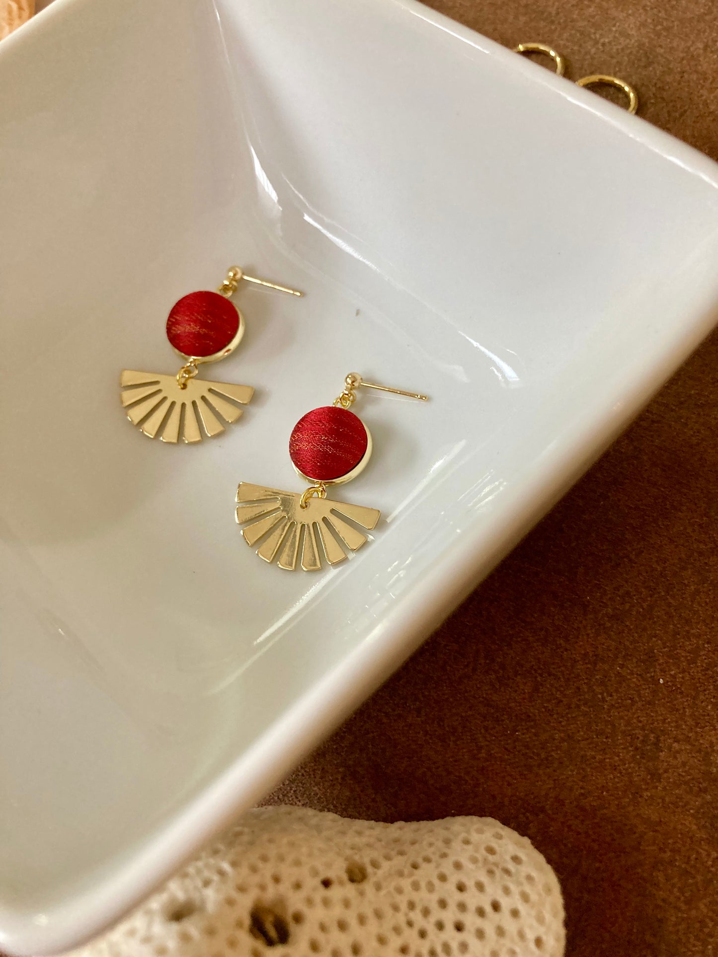 Golden Contemporary Design Silk Earring Studs