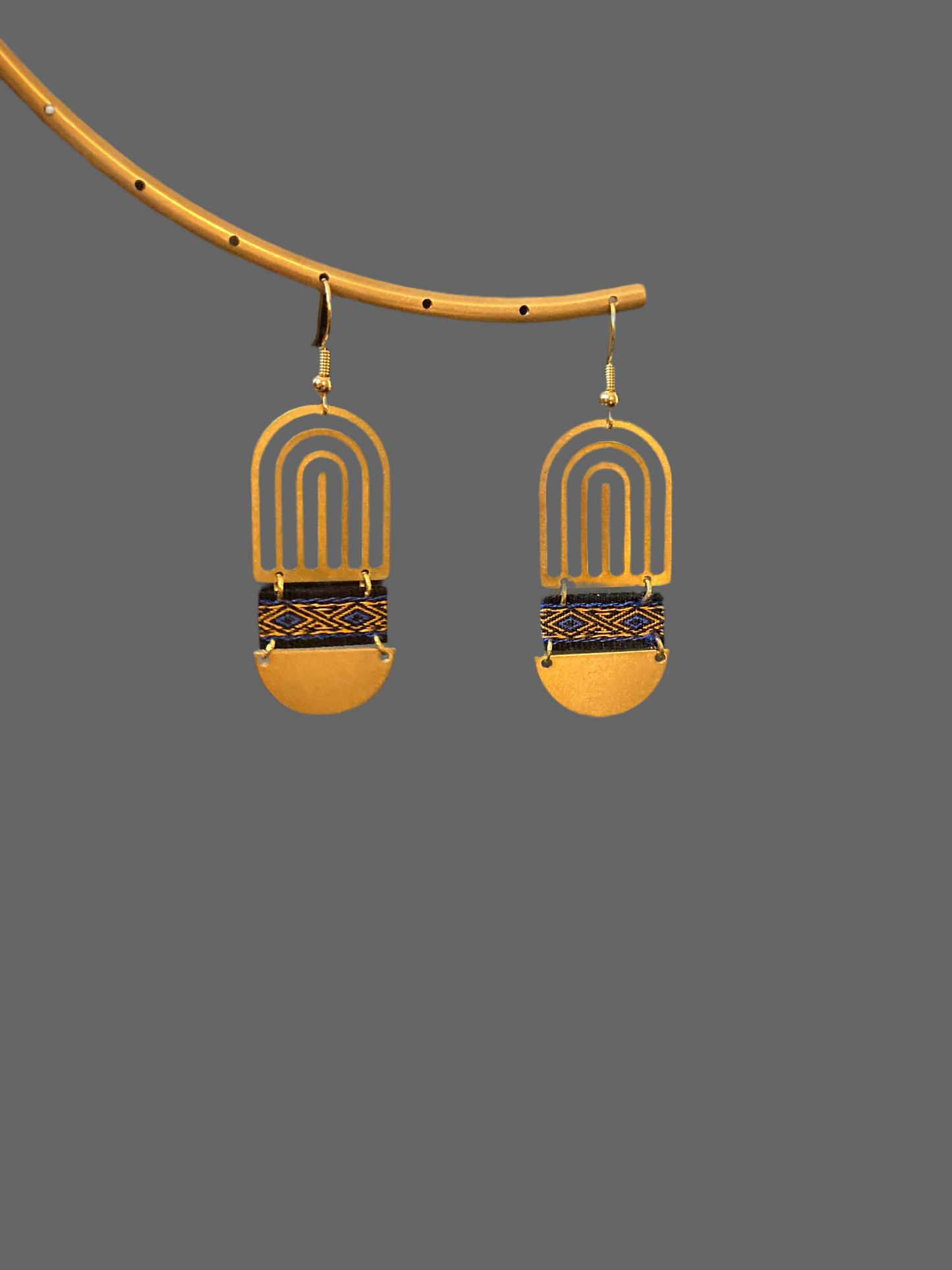 Aztec-Contemporary Design Golden Earrings