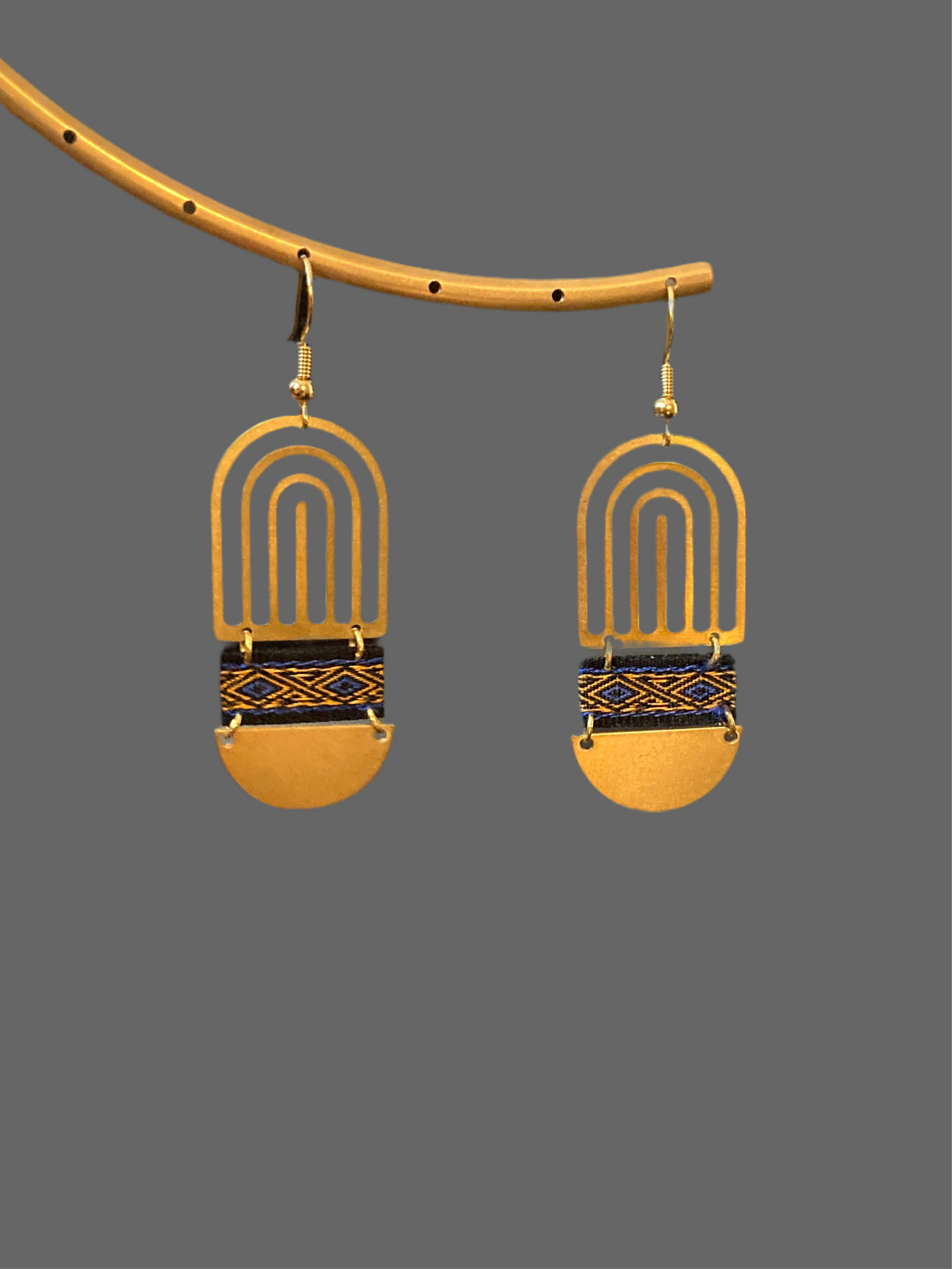 Aztec-Contemporary Design Golden Earrings