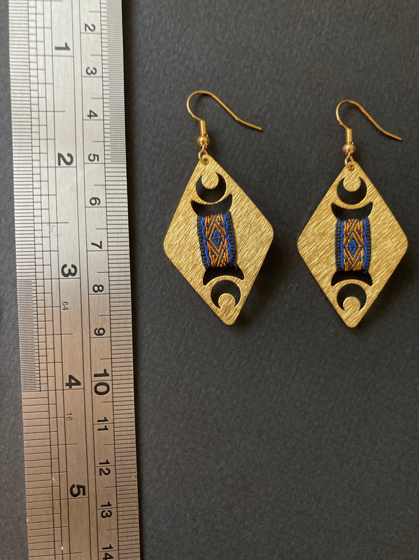 Aztec-Golden Geometric Diamond Earrings