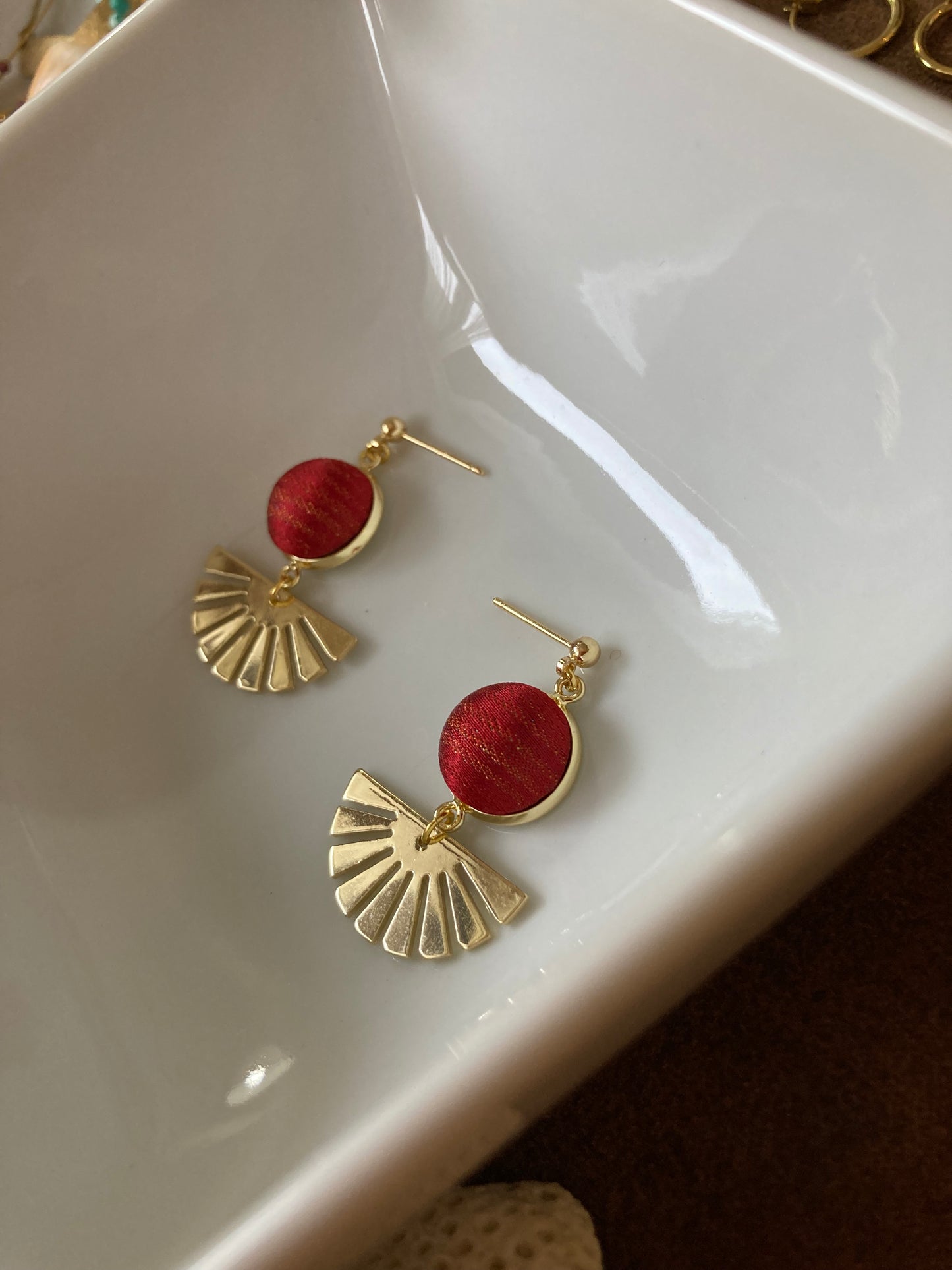 Golden Contemporary Design Silk Earring Studs