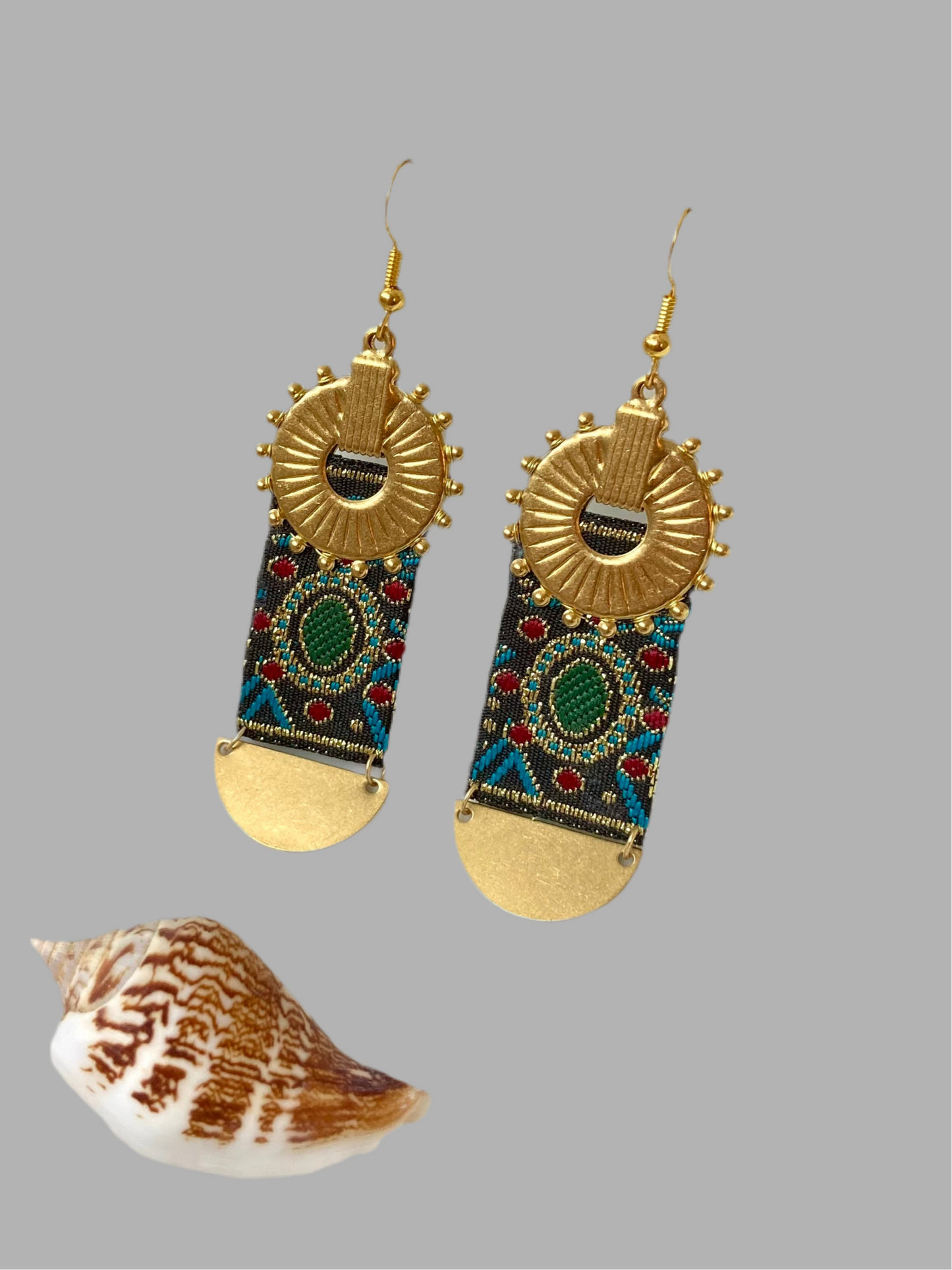 Sun.Sky.Moon • Aztec-Statement Contemporary Design Golden Earrings