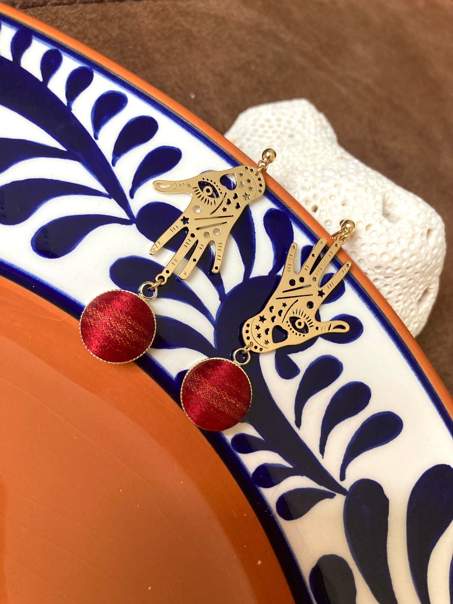 Gold Bohemian Magic Hand Silk Earring Stud