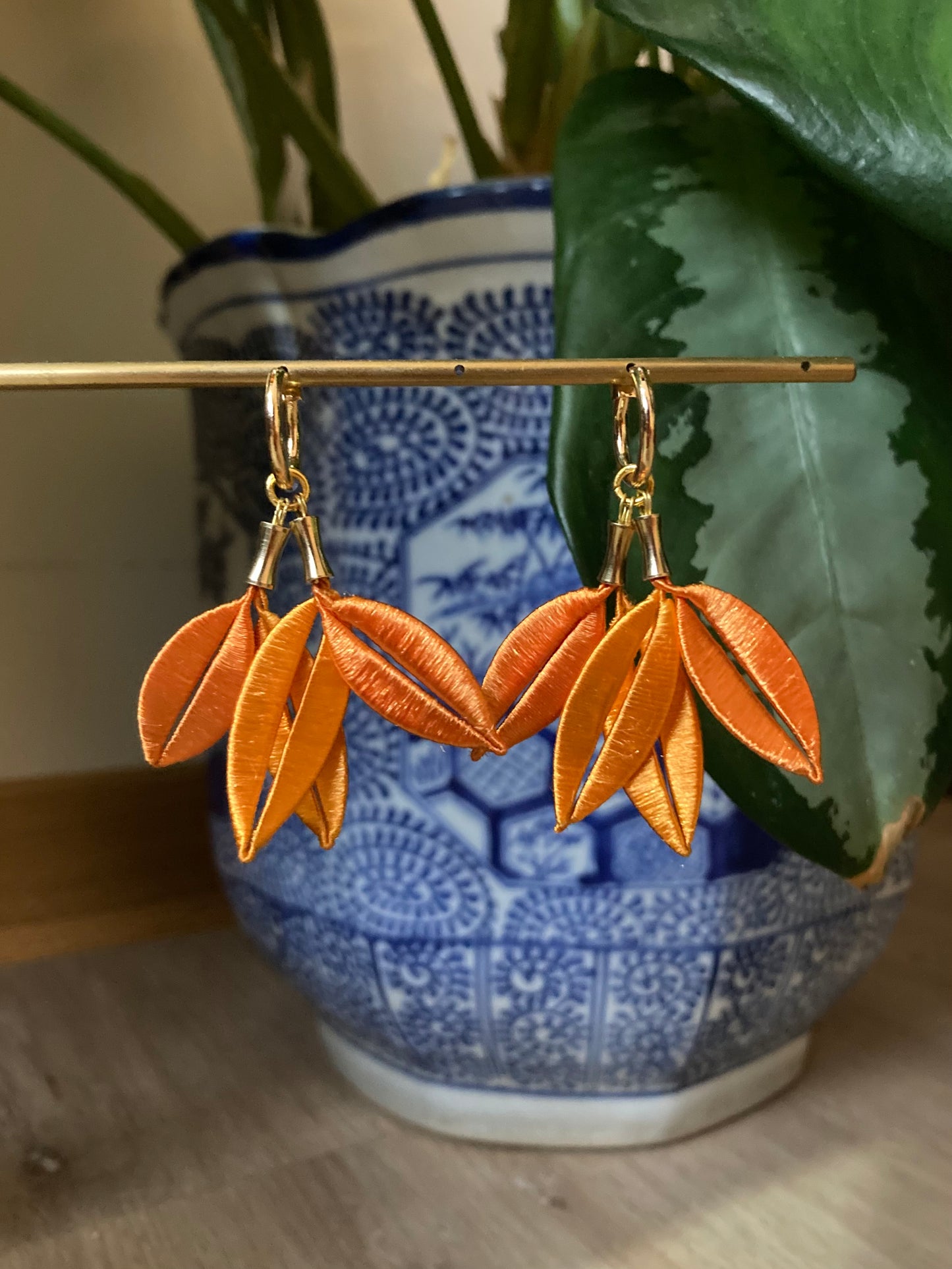 Interchangeable Hand-wrapped Silky Thread Floral Earrings