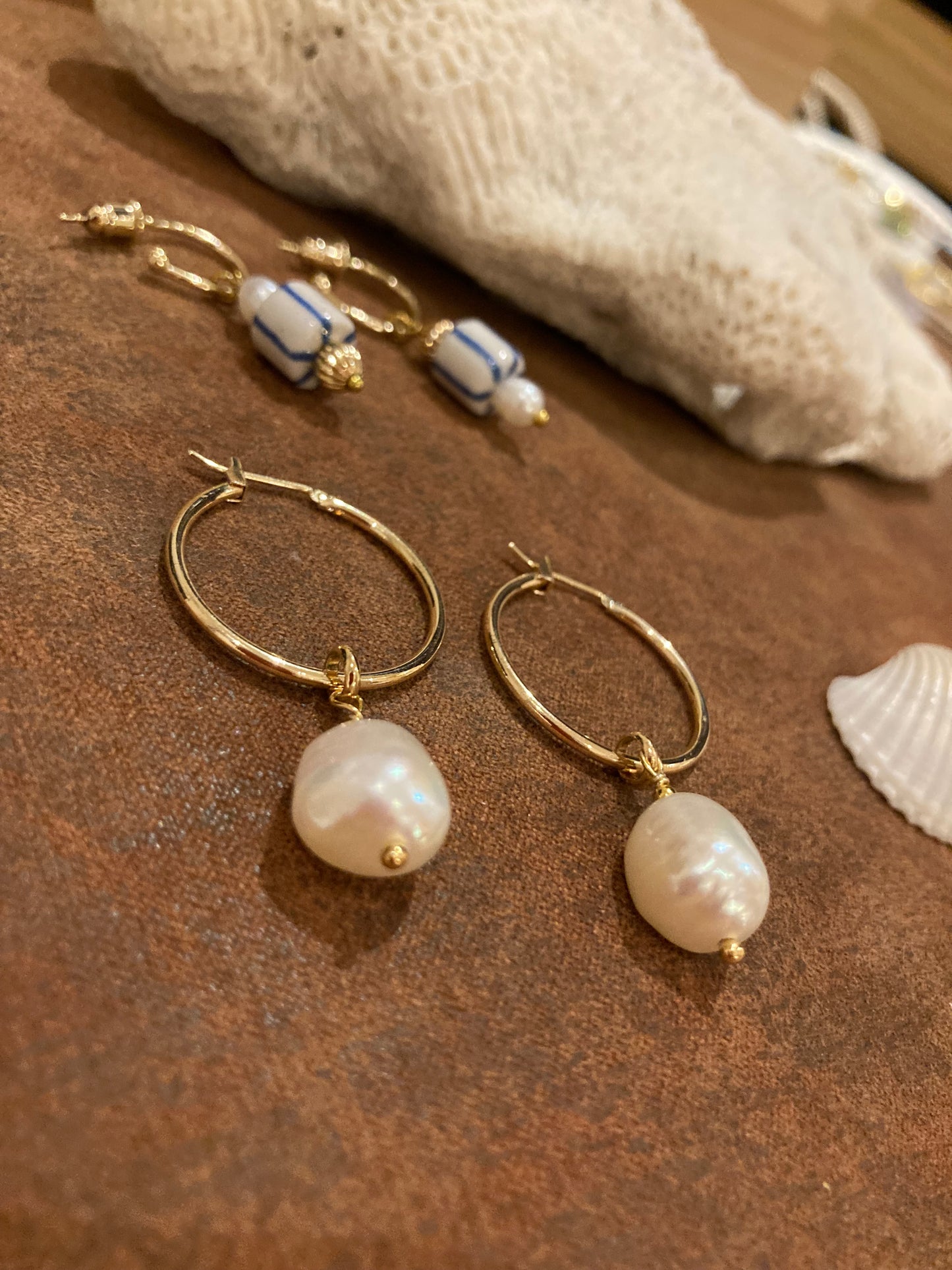 Tina•Interchangeable Baroque Freshwater Pearl Huggies Earrings