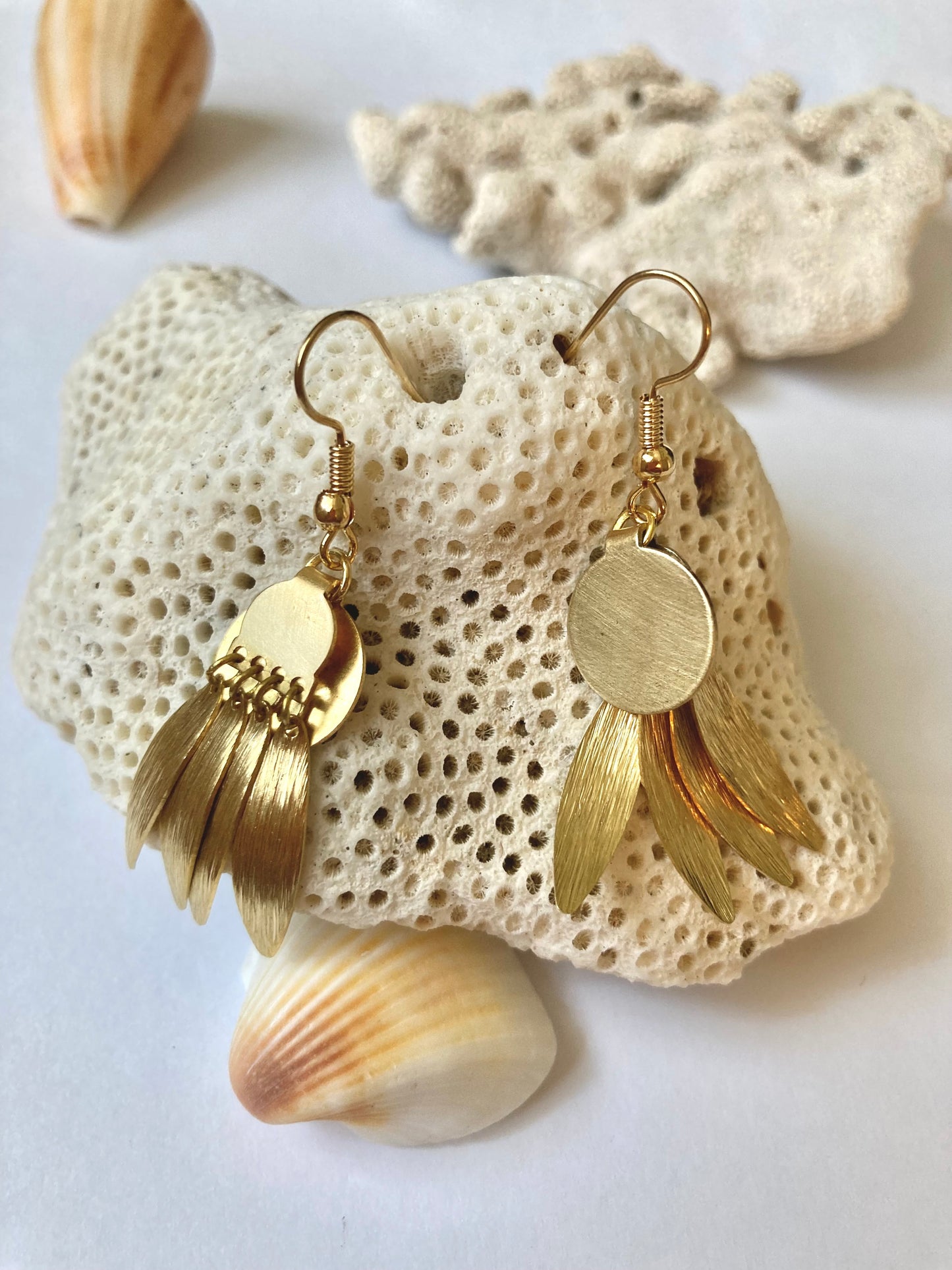 Discovery - Modern Design Golden Brass Leaf Everyday Earrings