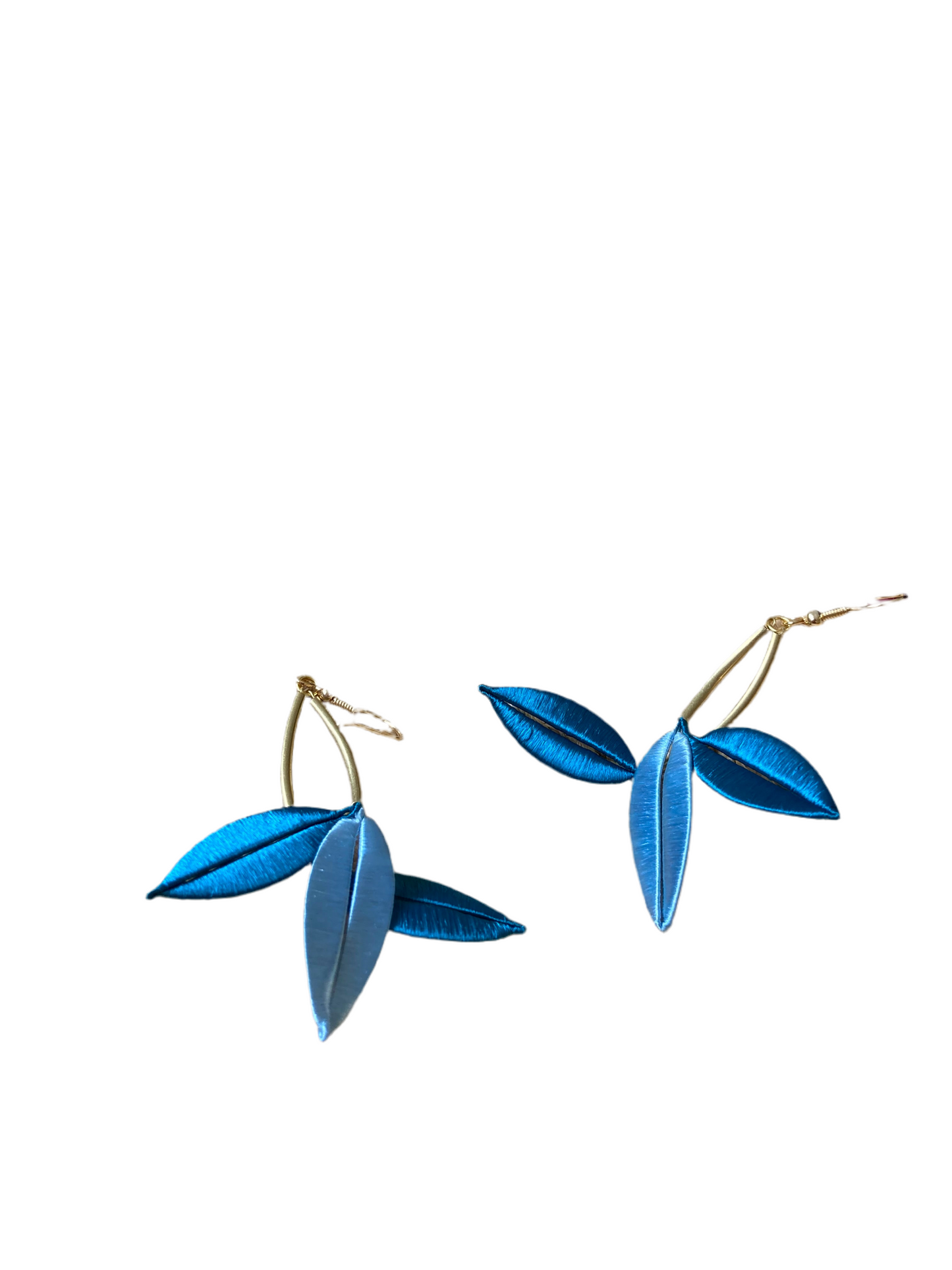 Catherine•Unique Design Statement Hand-wrapped Silky Thread Blue Floral Earrings