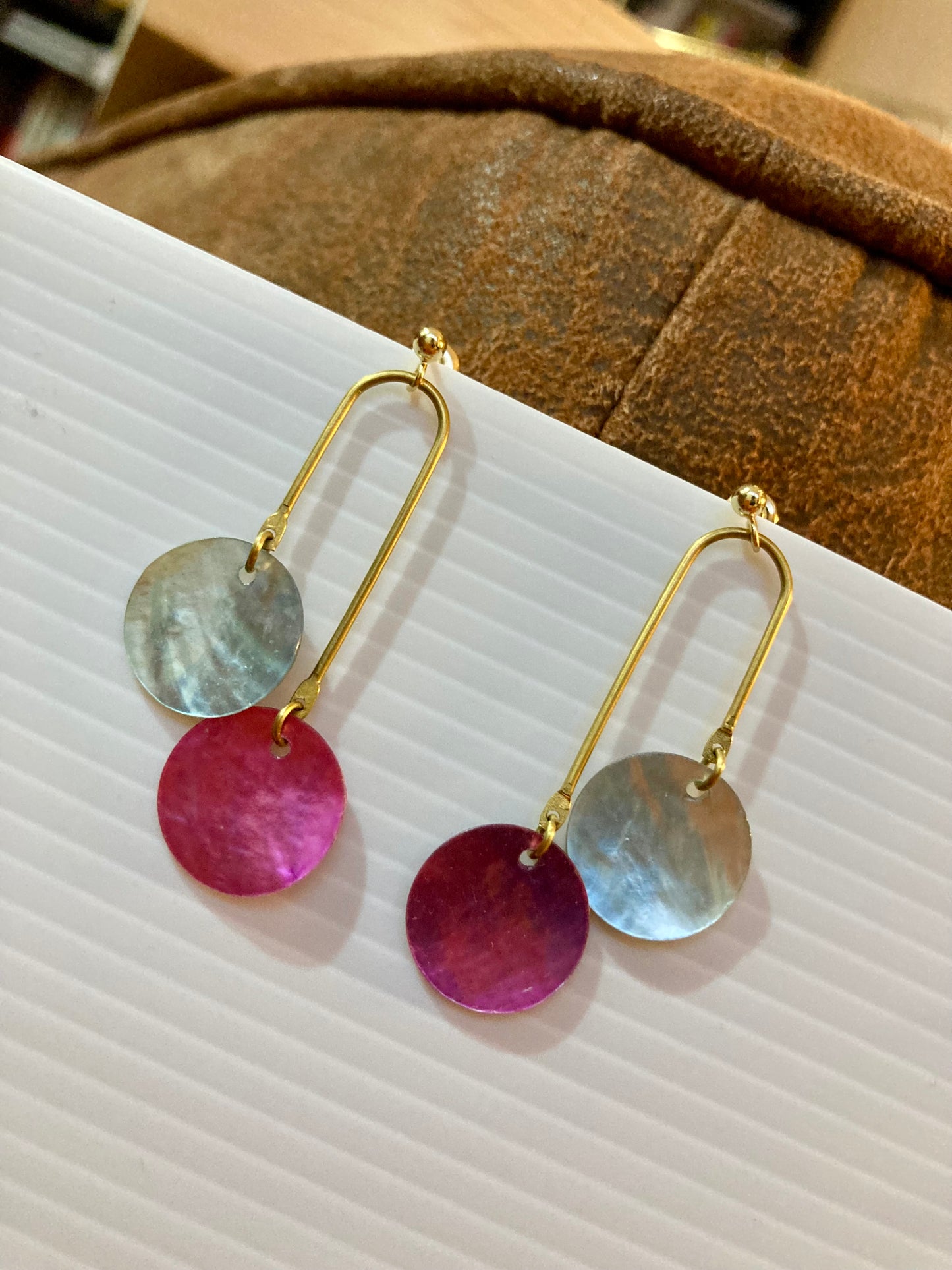 Unique Modern Geometric Design Shell Earrings