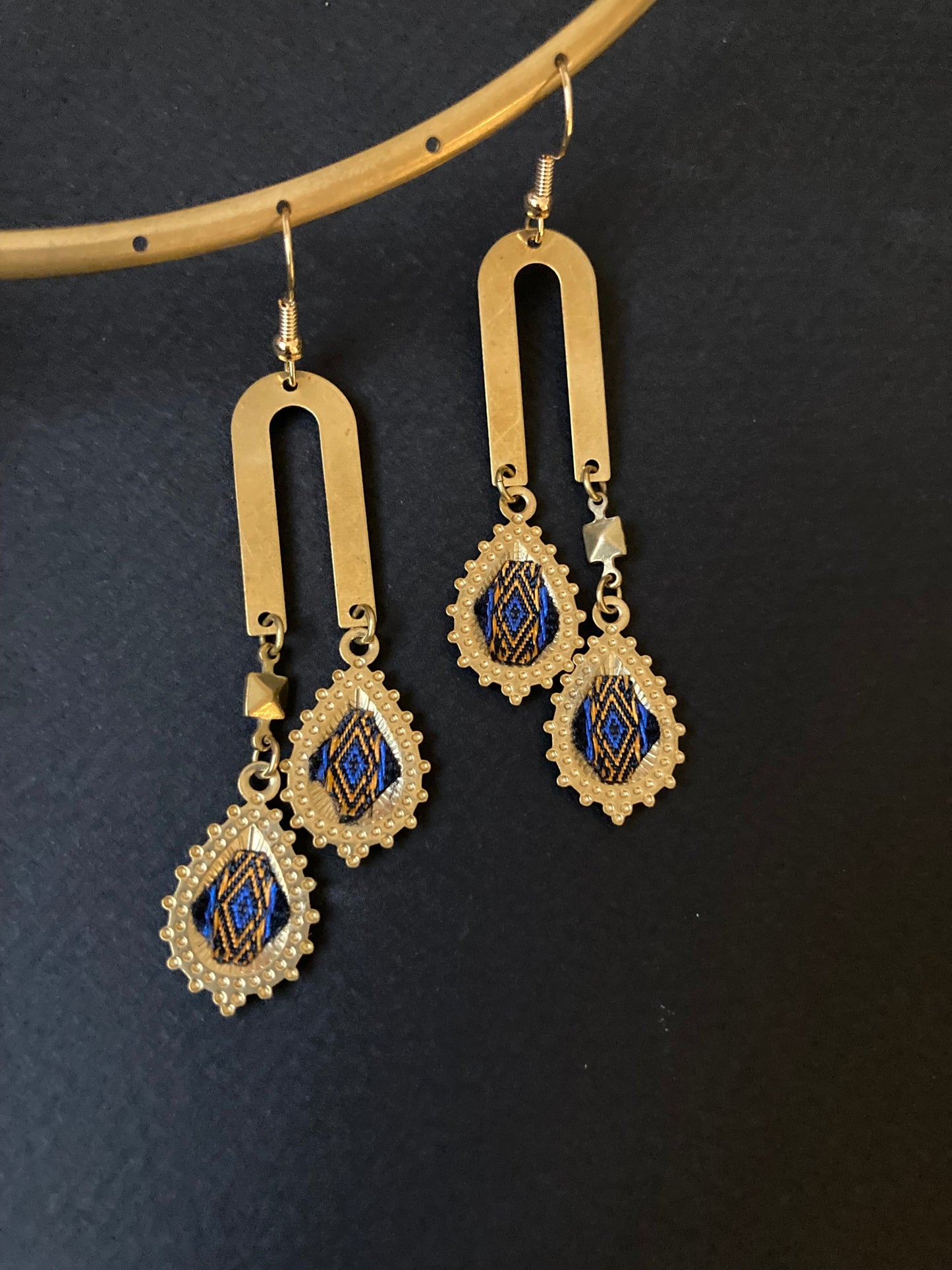 Aztec-Golden Contemporary Design Dangling Earrings