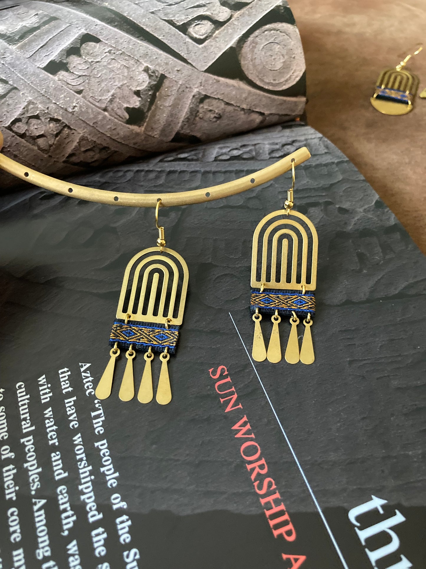 Aztec-Golden Tassel Earrings