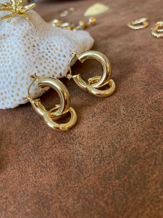 Golden Everyday Hoop Earrings Set Mother & Daughter Set Besties Earrings