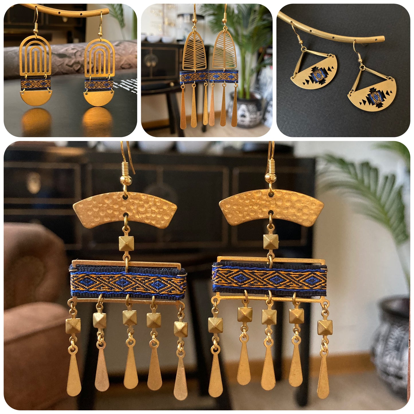 Aztec-Contemporary Design Golden Tassel Earrings