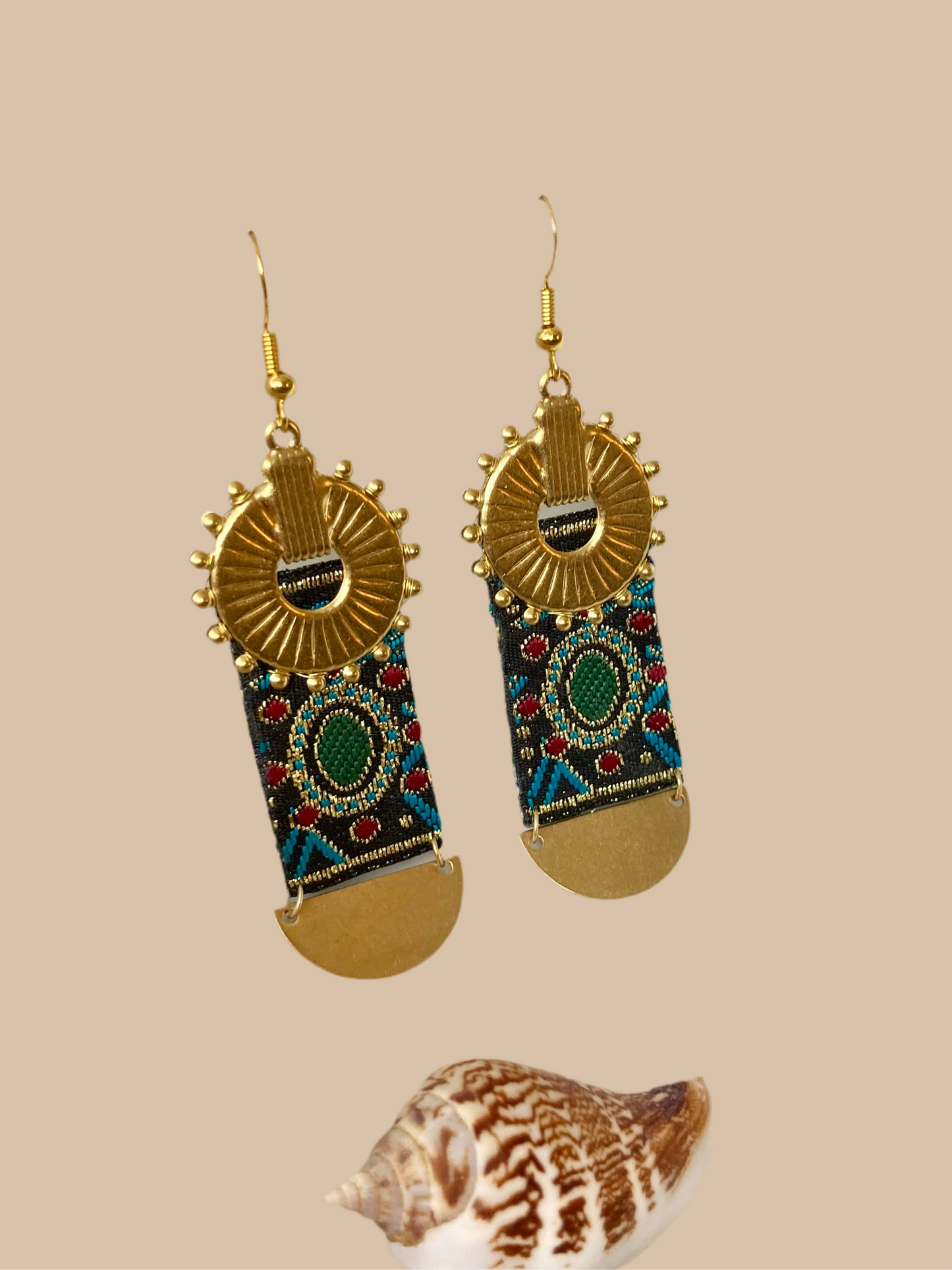 Sun.Sky.Moon • Aztec-Statement Contemporary Design Golden Earrings