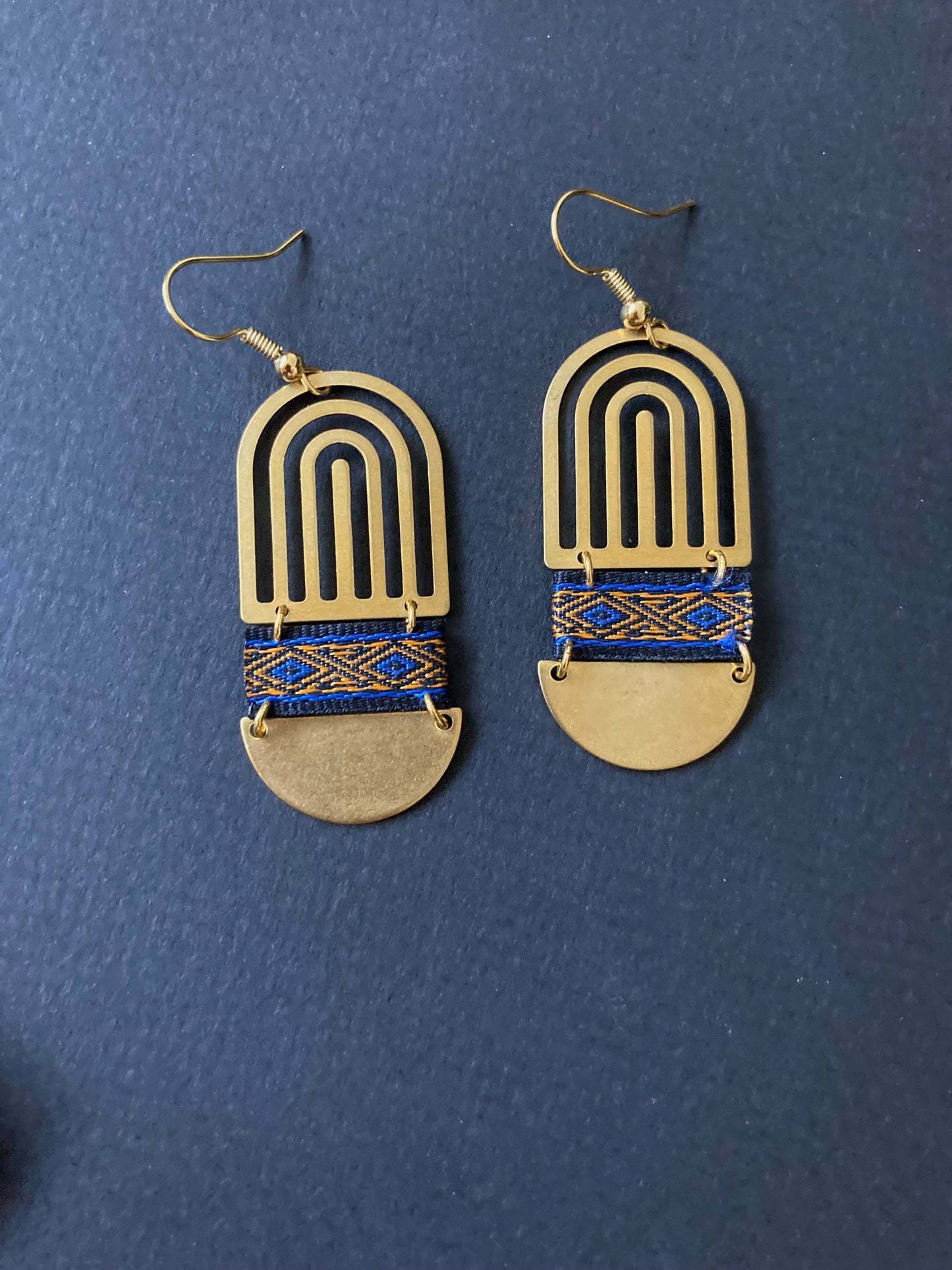 Aztec-Contemporary Design Golden Earrings