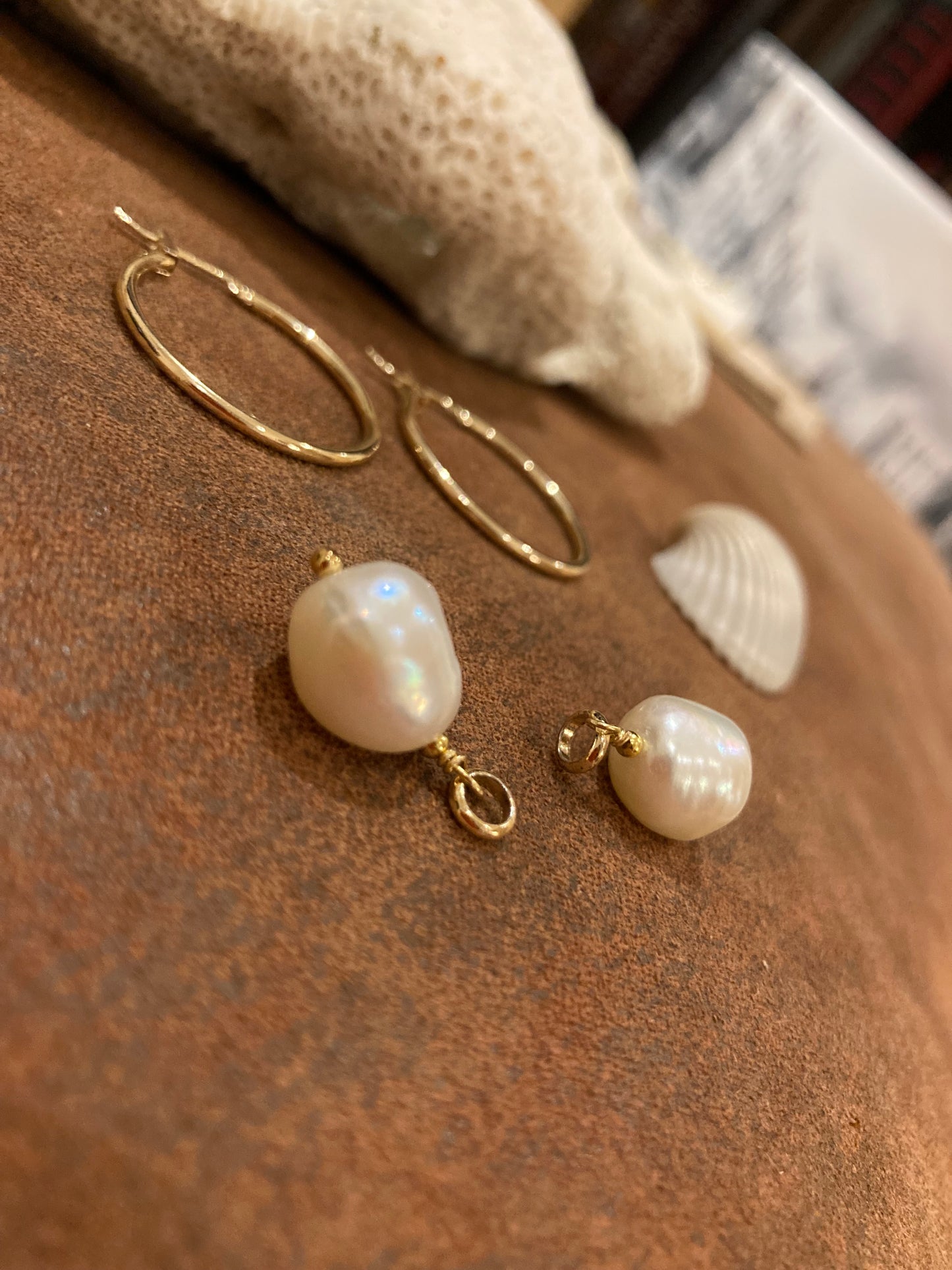 Tina•Interchangeable Baroque Freshwater Pearl Huggies Earrings