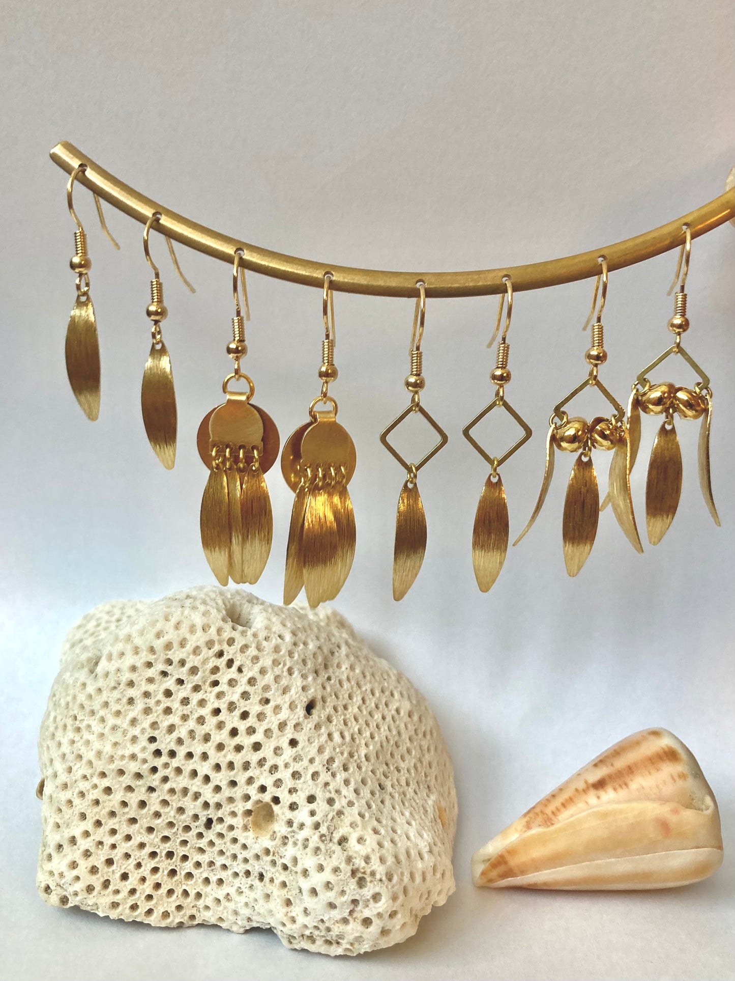 Discovery - Modern Design Golden Brass Leaf Everyday Earrings