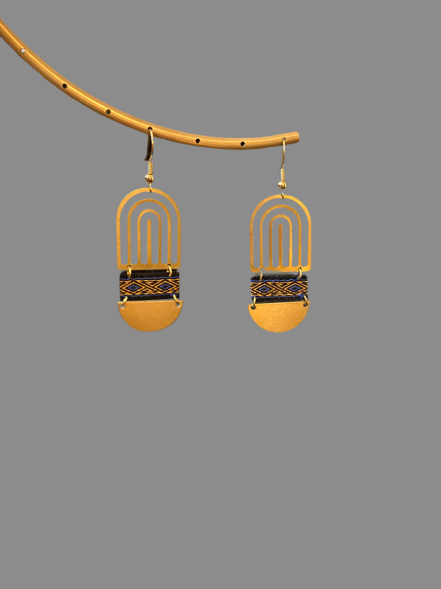 Aztec-Contemporary Design Golden Earrings