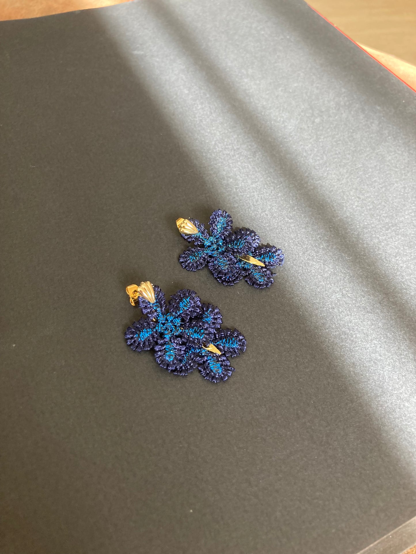 Unique Diamond Blue Snowflake Stud Earrings