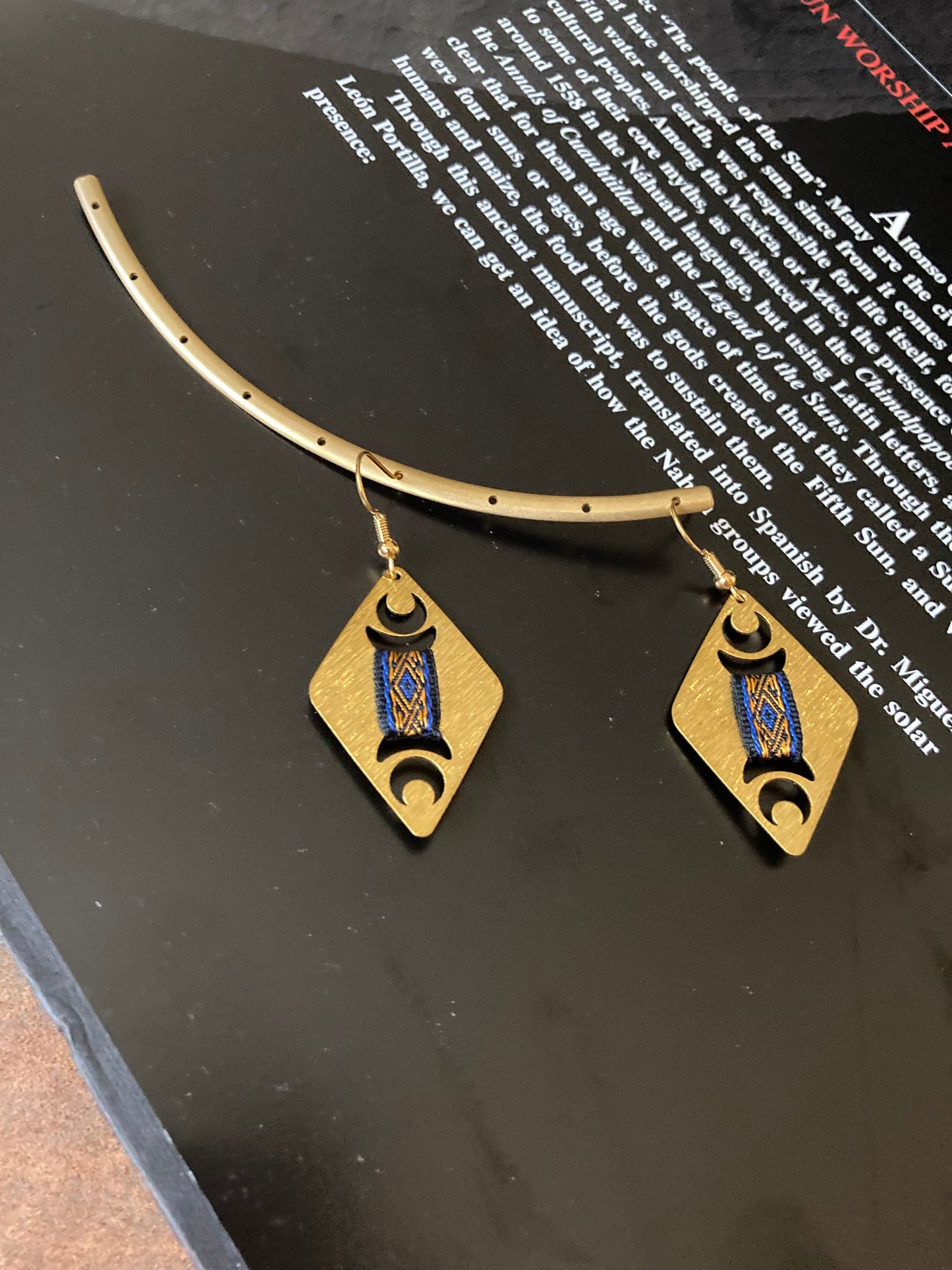 Aztec-Golden Geometric Diamond Earrings