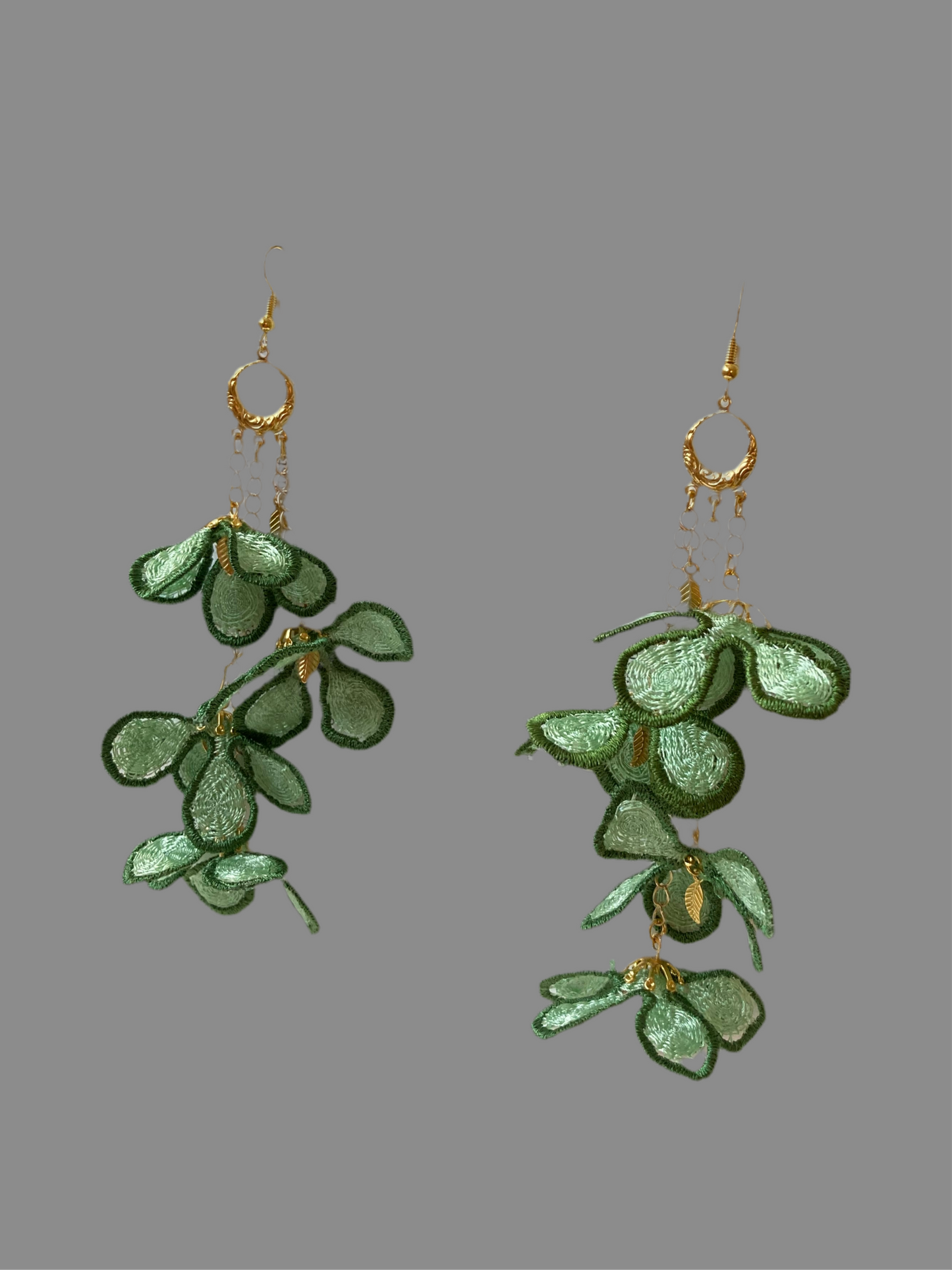 Summer• Unique Design Statement Green Flower Dangling Earrings