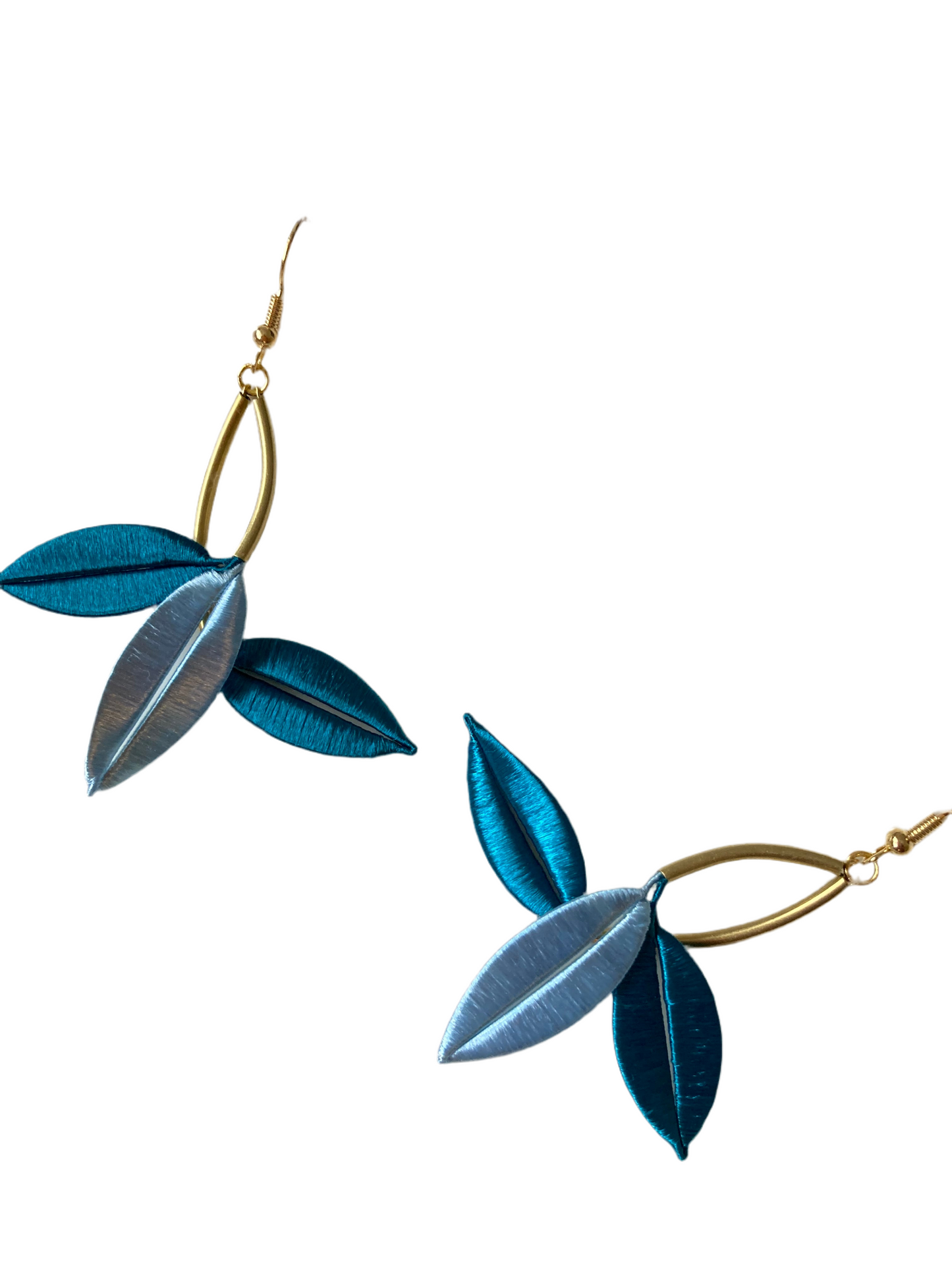 Catherine•Unique Design Statement Hand-wrapped Silky Thread Blue Floral Earrings