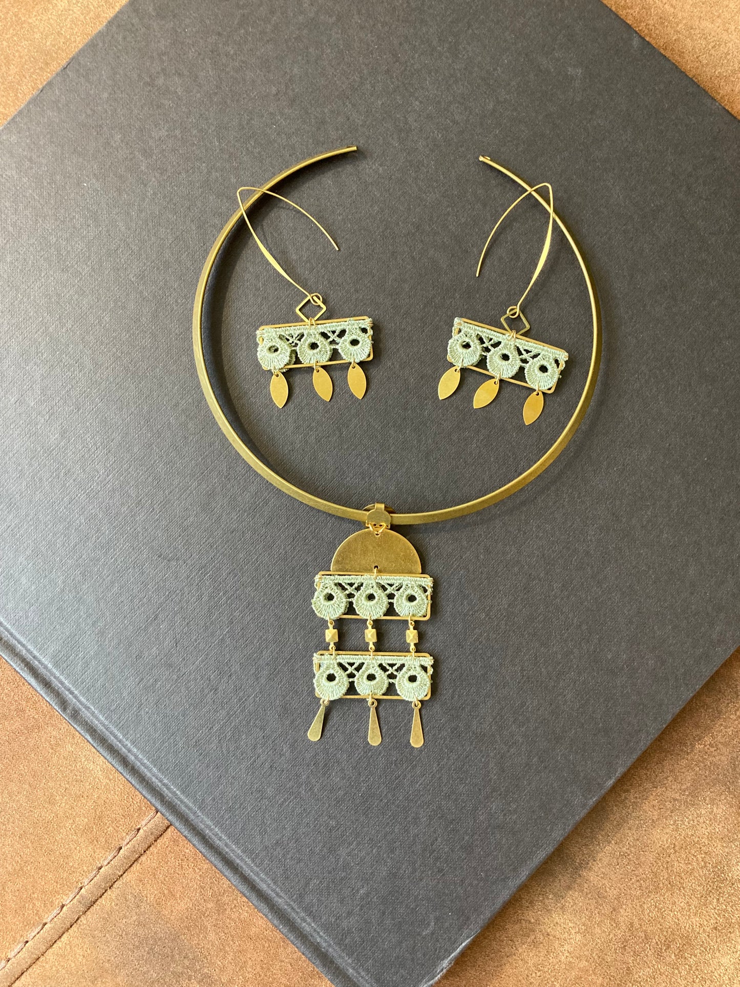 Aztec-Earrings & Necklace|Choker Set | Unique Contemporary Design