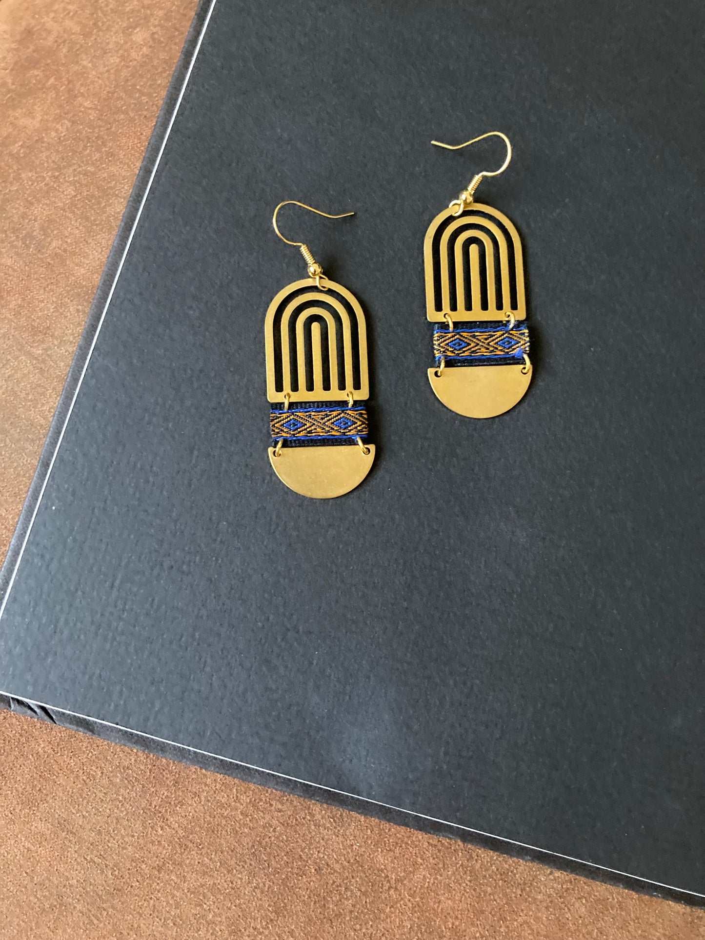 Aztec-Contemporary Design Golden Earrings