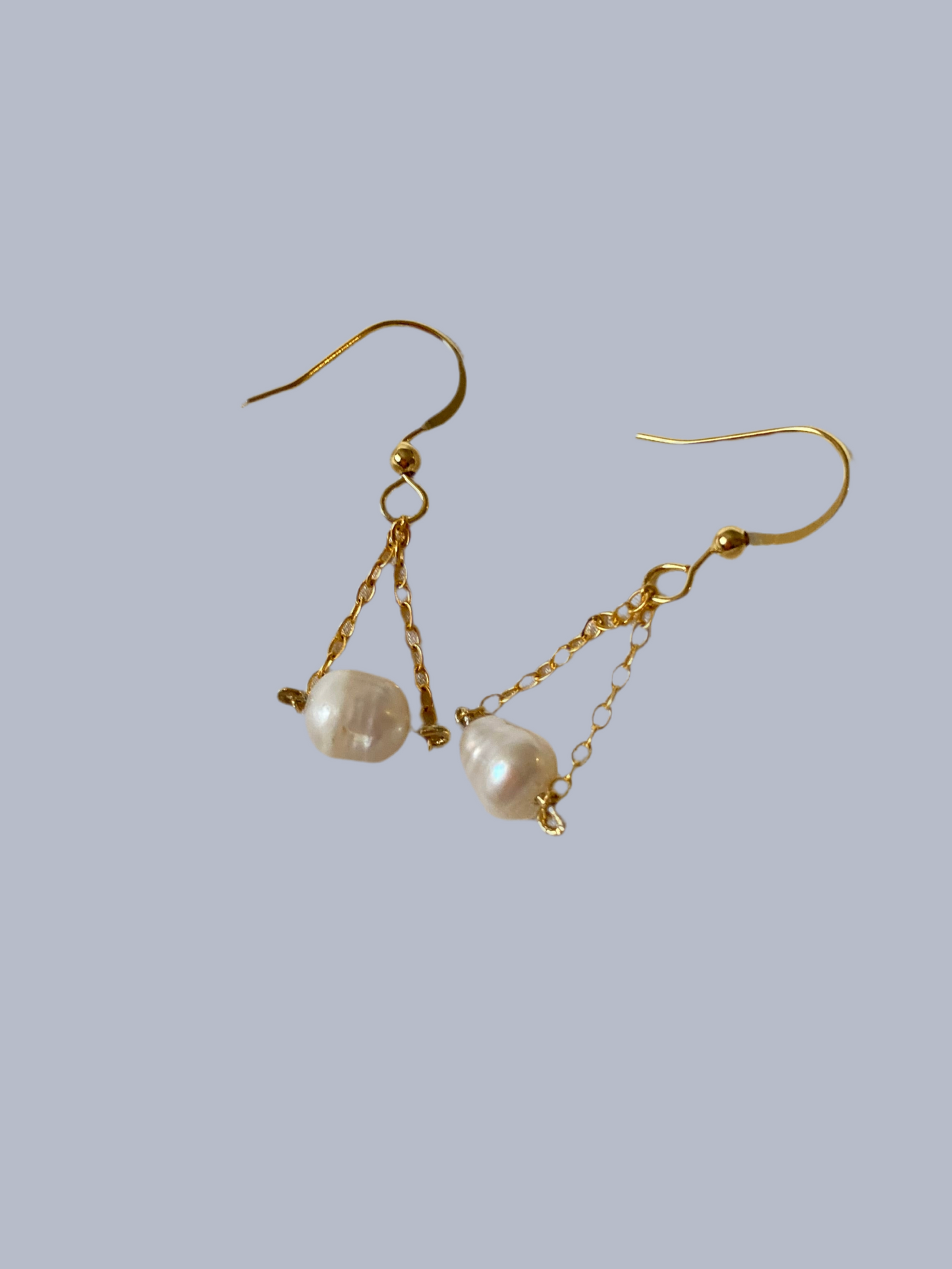 Annie • Contemporary Design Golden Freshwater Pearl Dangling Earrings