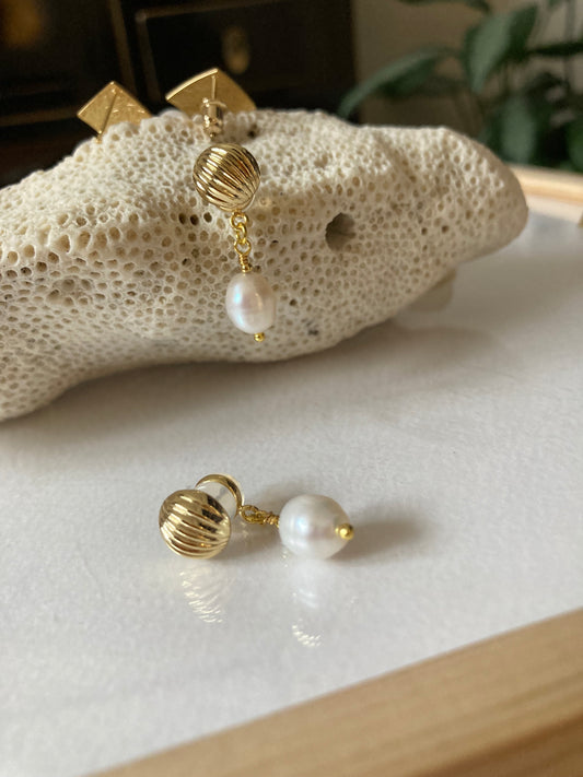 Ida• Interchangeable Freshwater Pearl Drop Earrings