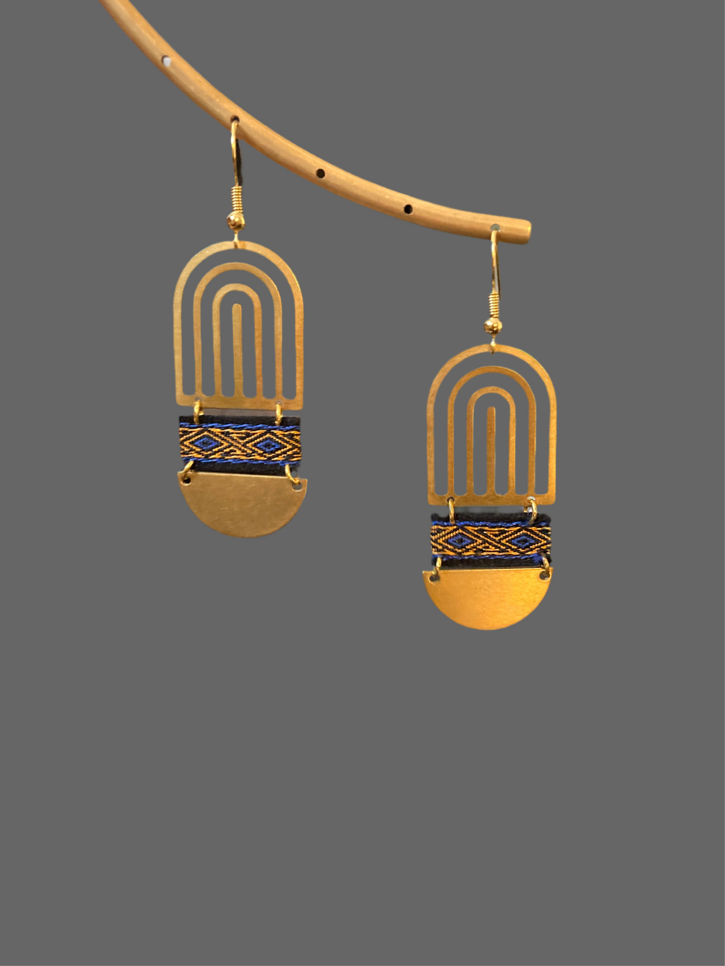 Aztec-Contemporary Design Golden Earrings