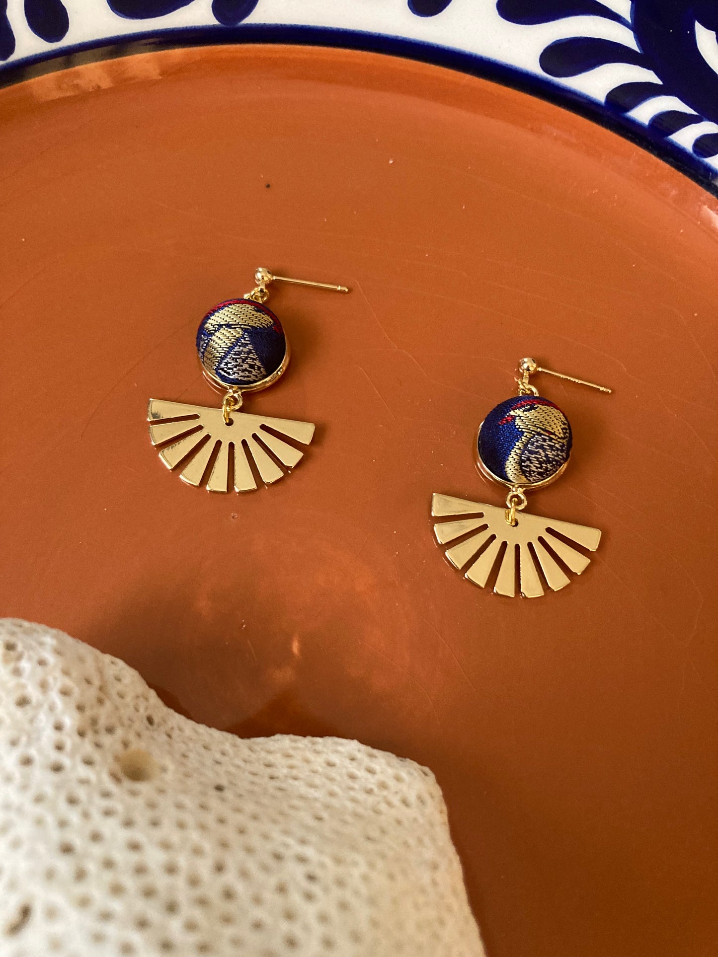 Golden Contemporary Design Silk Earring Studs