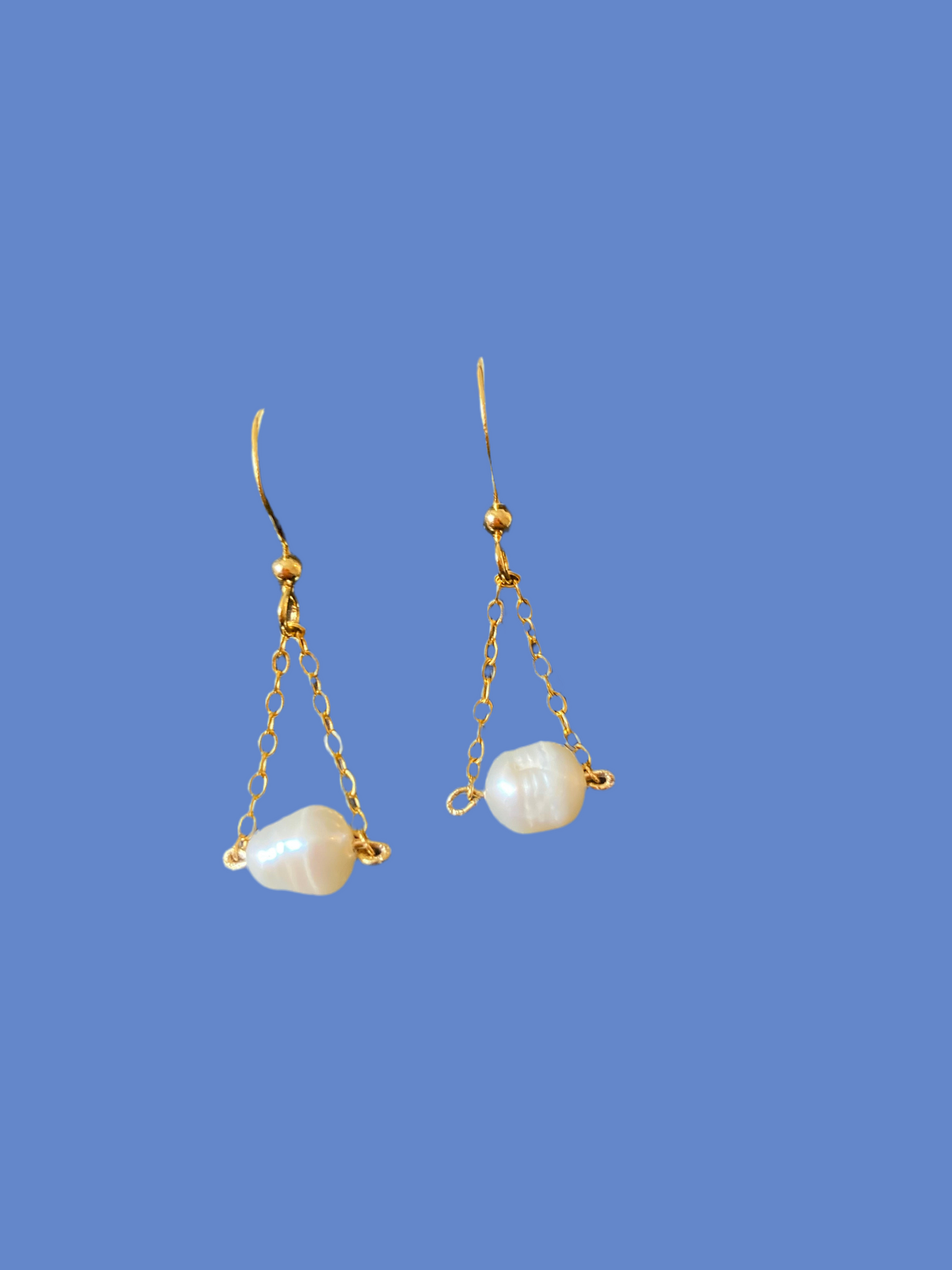 Annie • Contemporary Design Golden Freshwater Pearl Dangling Earrings