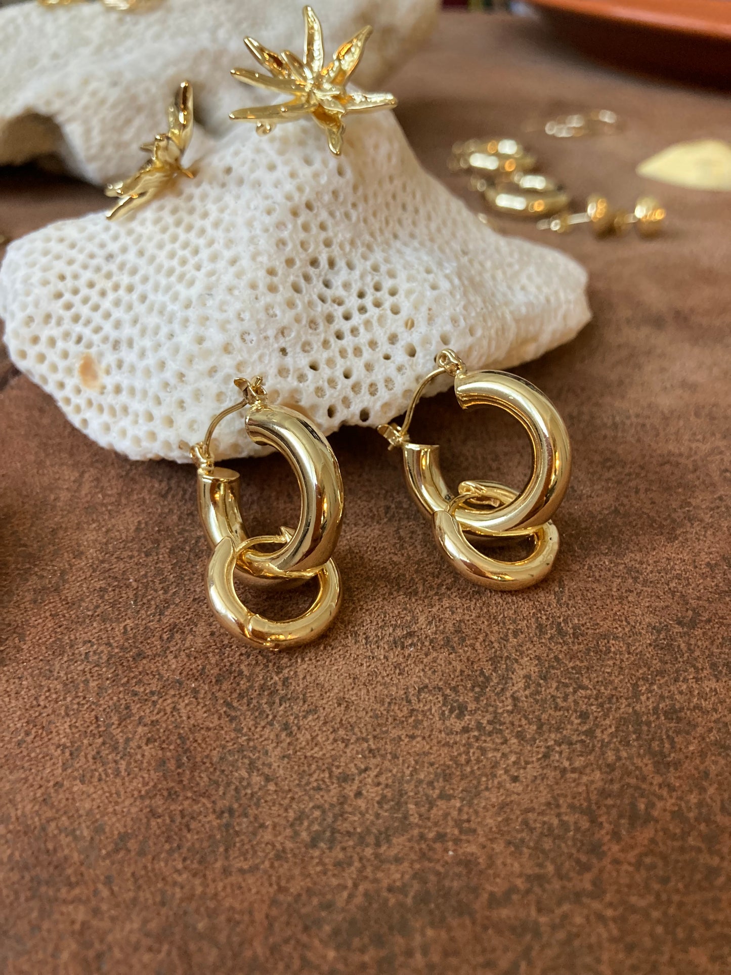 Golden Everyday Hoop Earrings Set Mother & Daughter Set Besties Earrings