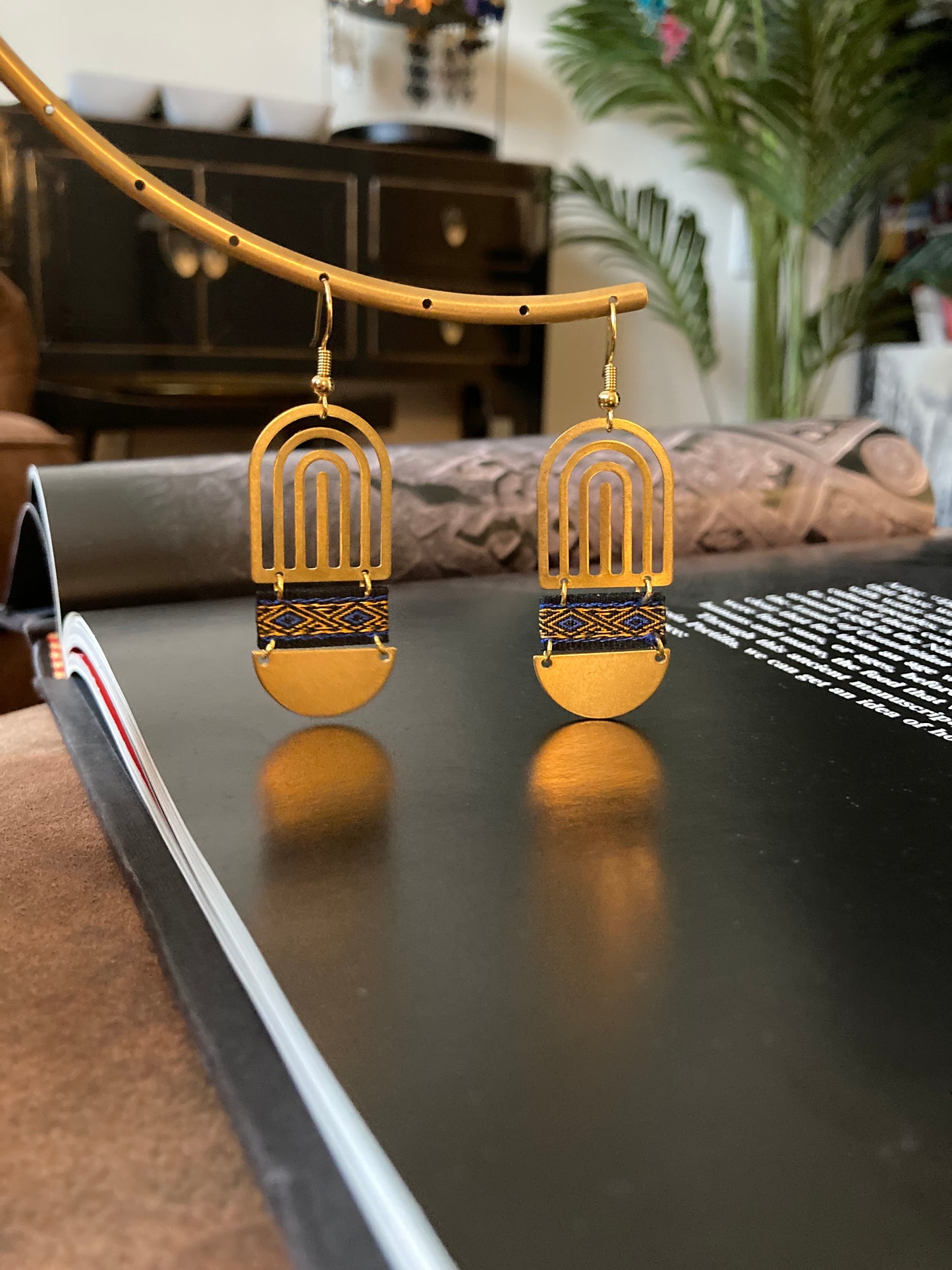 Aztec-Contemporary Design Golden Earrings