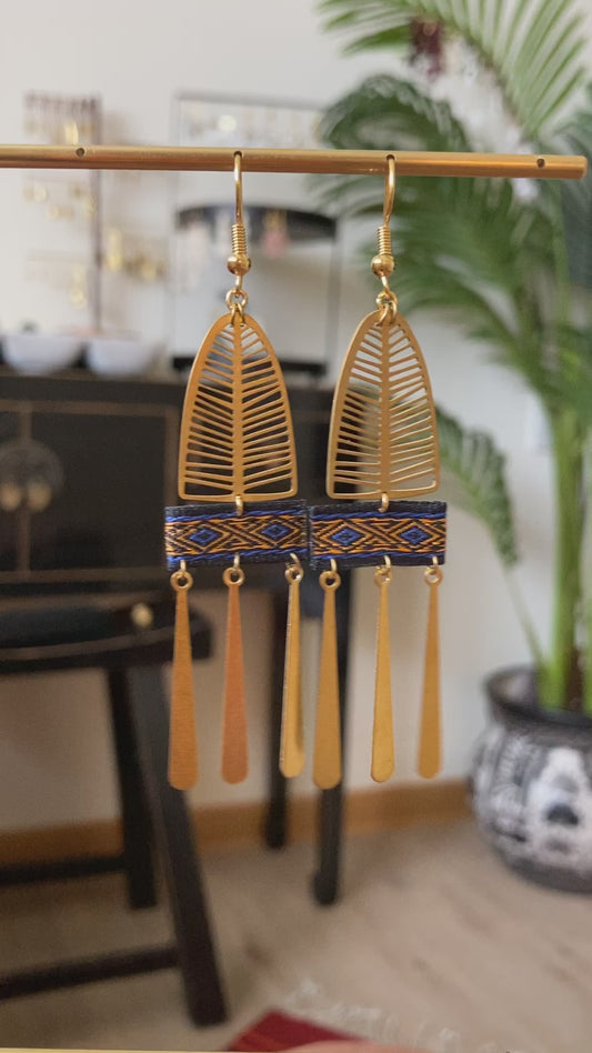 Aztec-Contemporary Design Golden Tassel Earrings